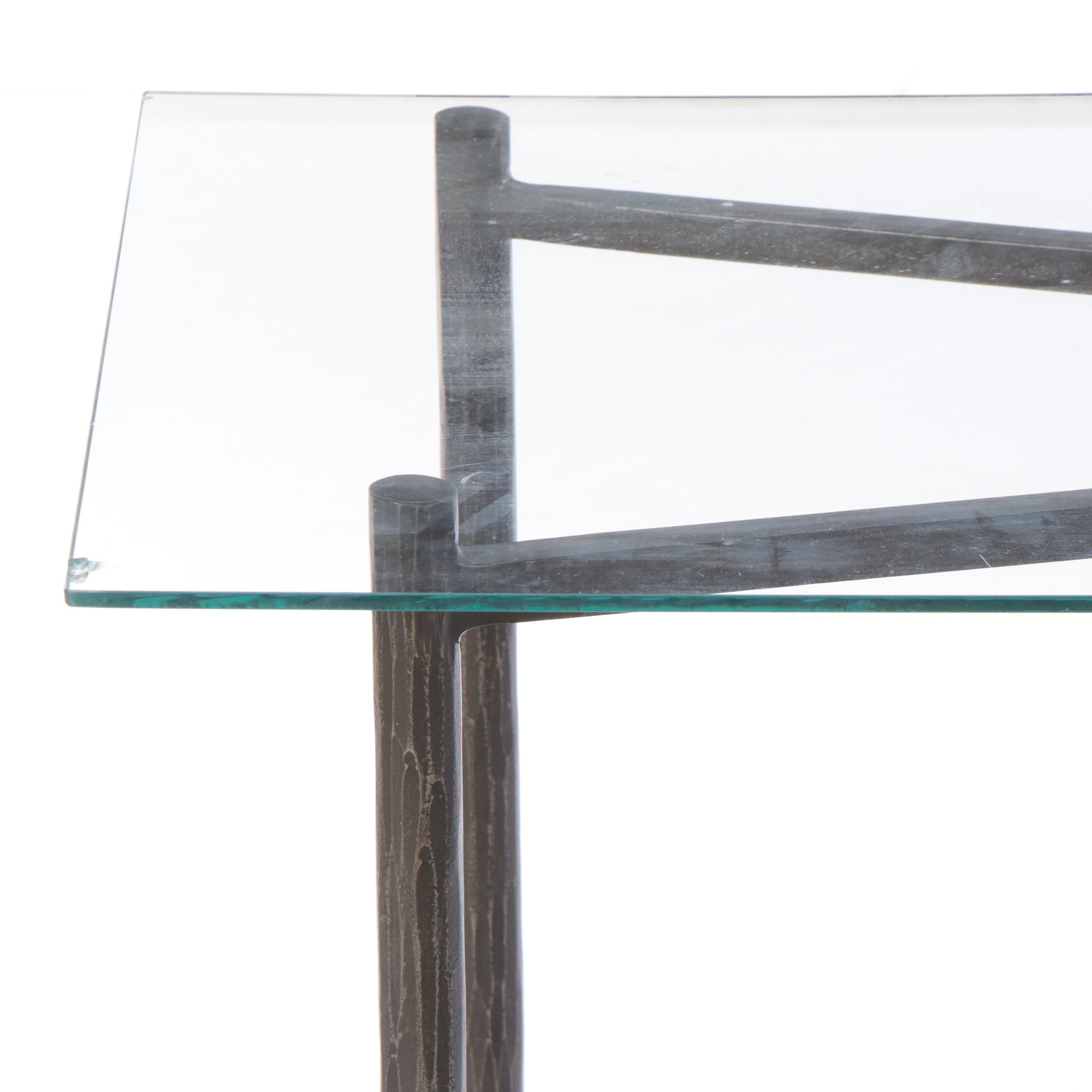 Modern Steel and Glass Console Table