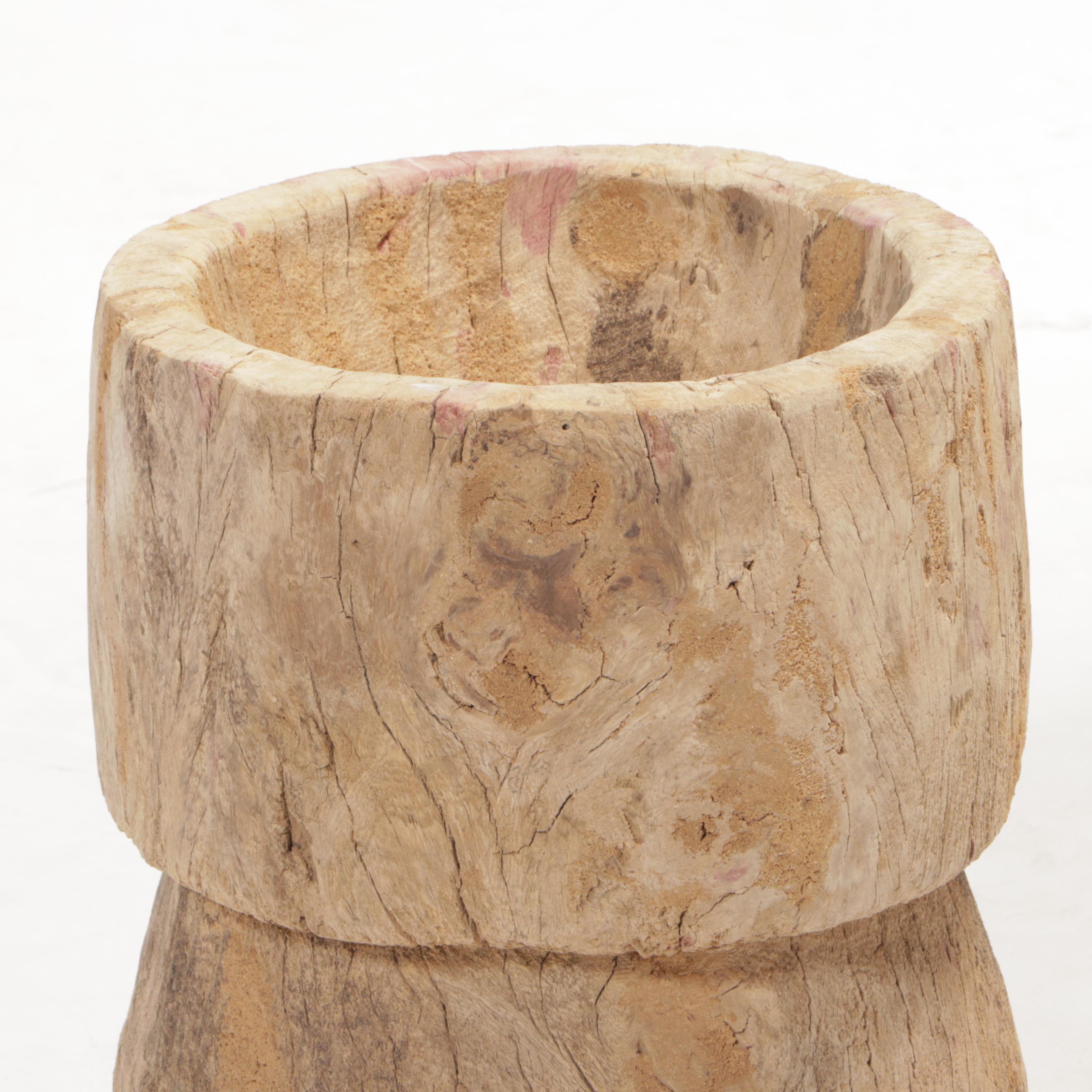 Handcarved Indian Wooden Rice Pounder