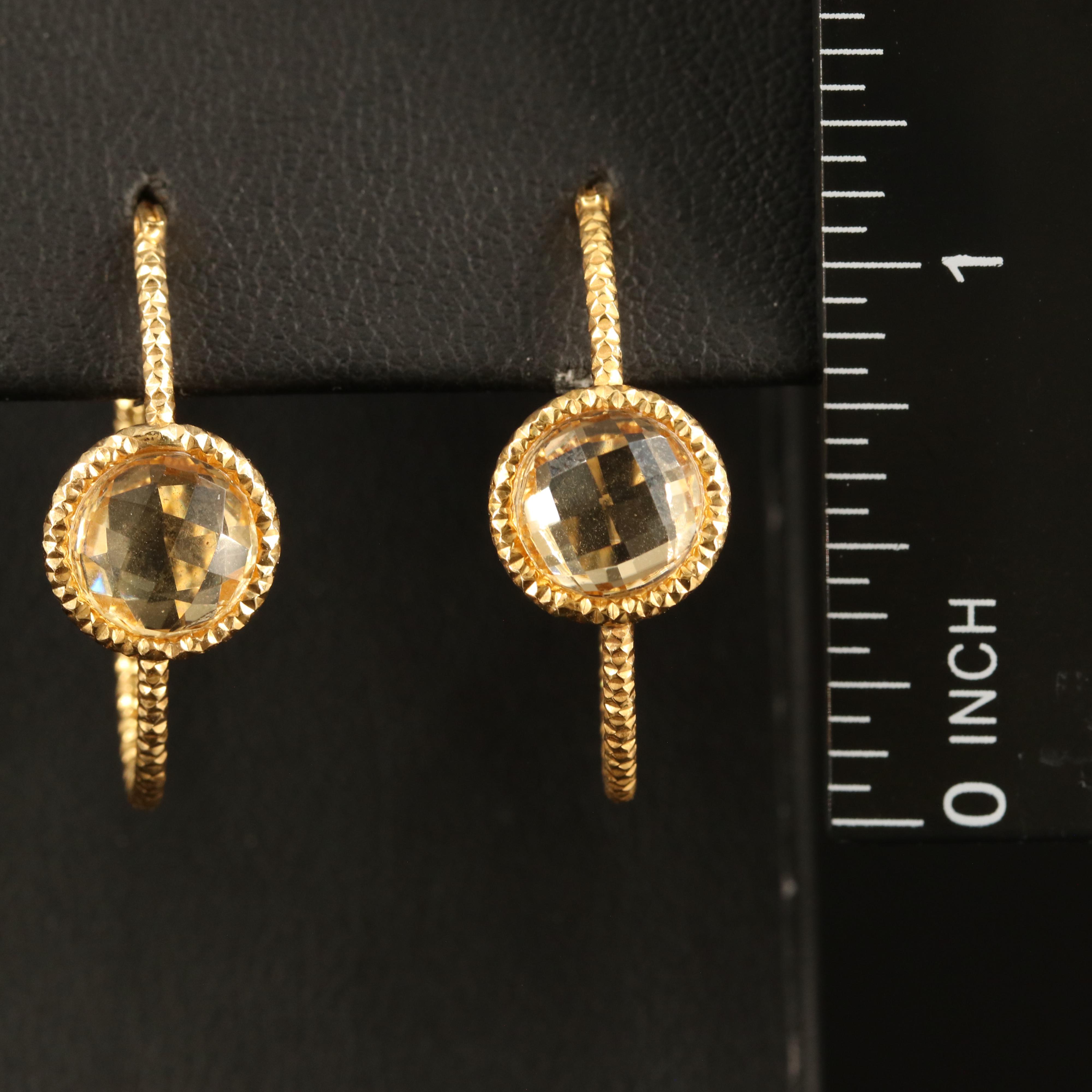 14K Citrine Hoop Earrings