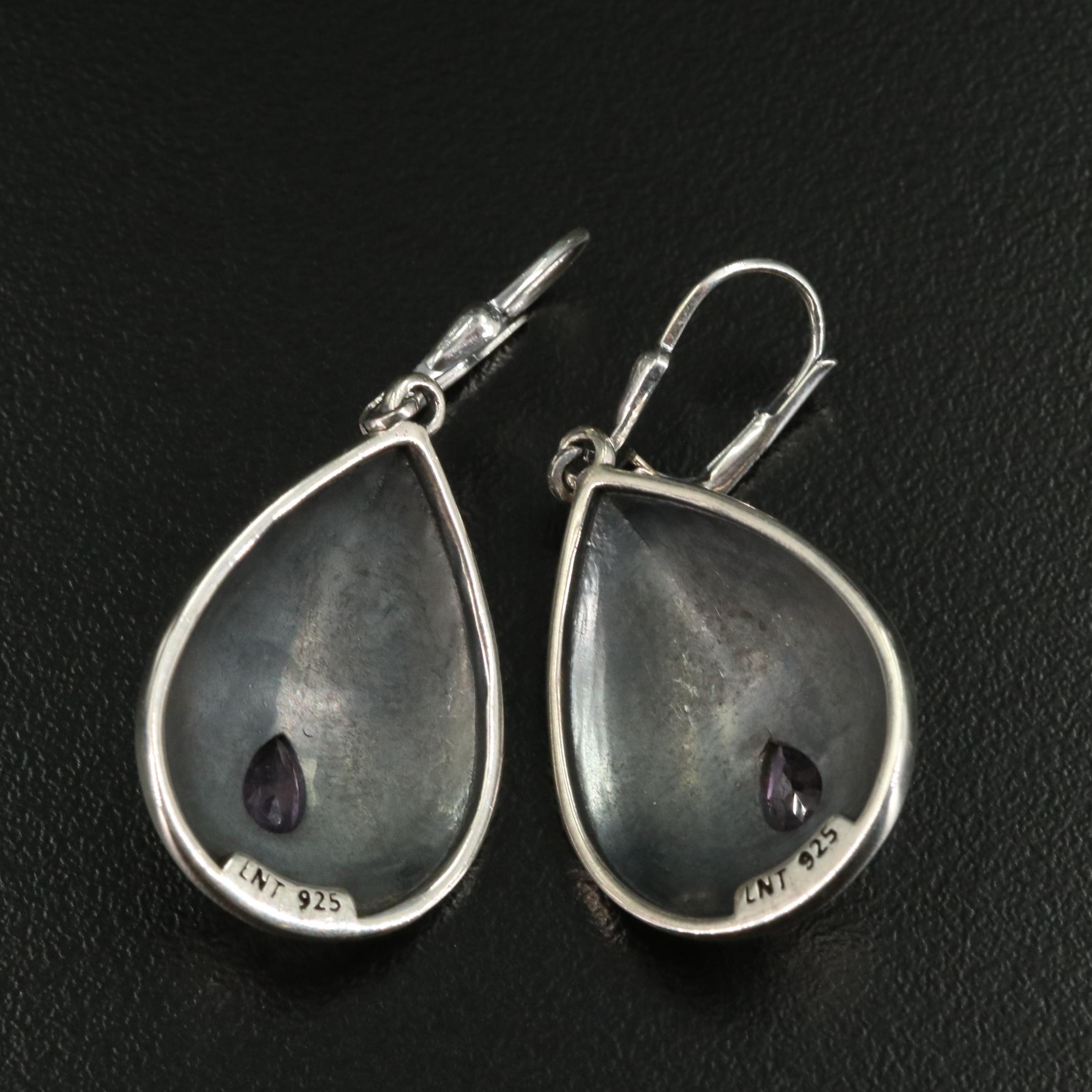 Sterling Amethyst Teardrop Dangle Earrings