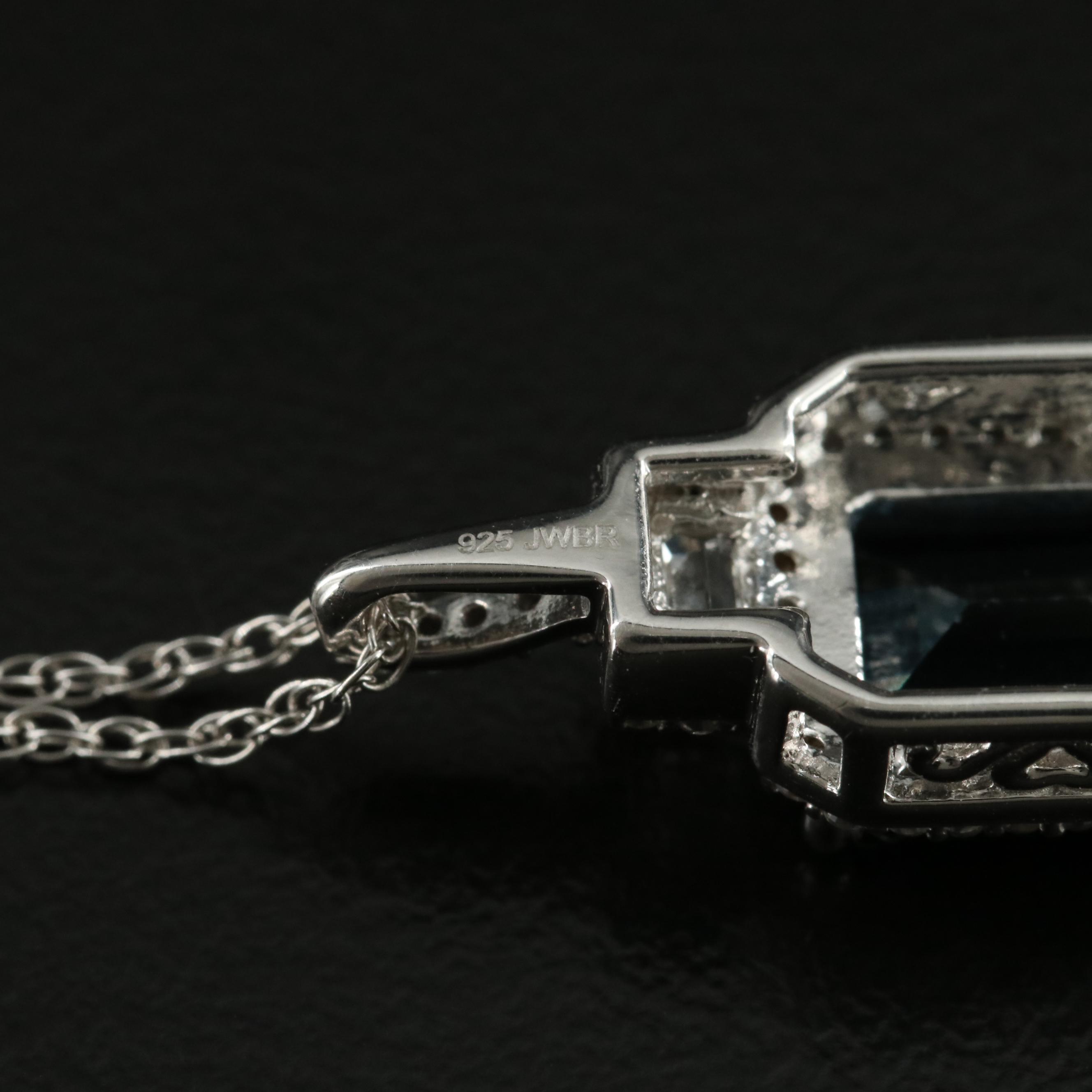 Sterling Topaz and White Sapphire Pendant Necklace
