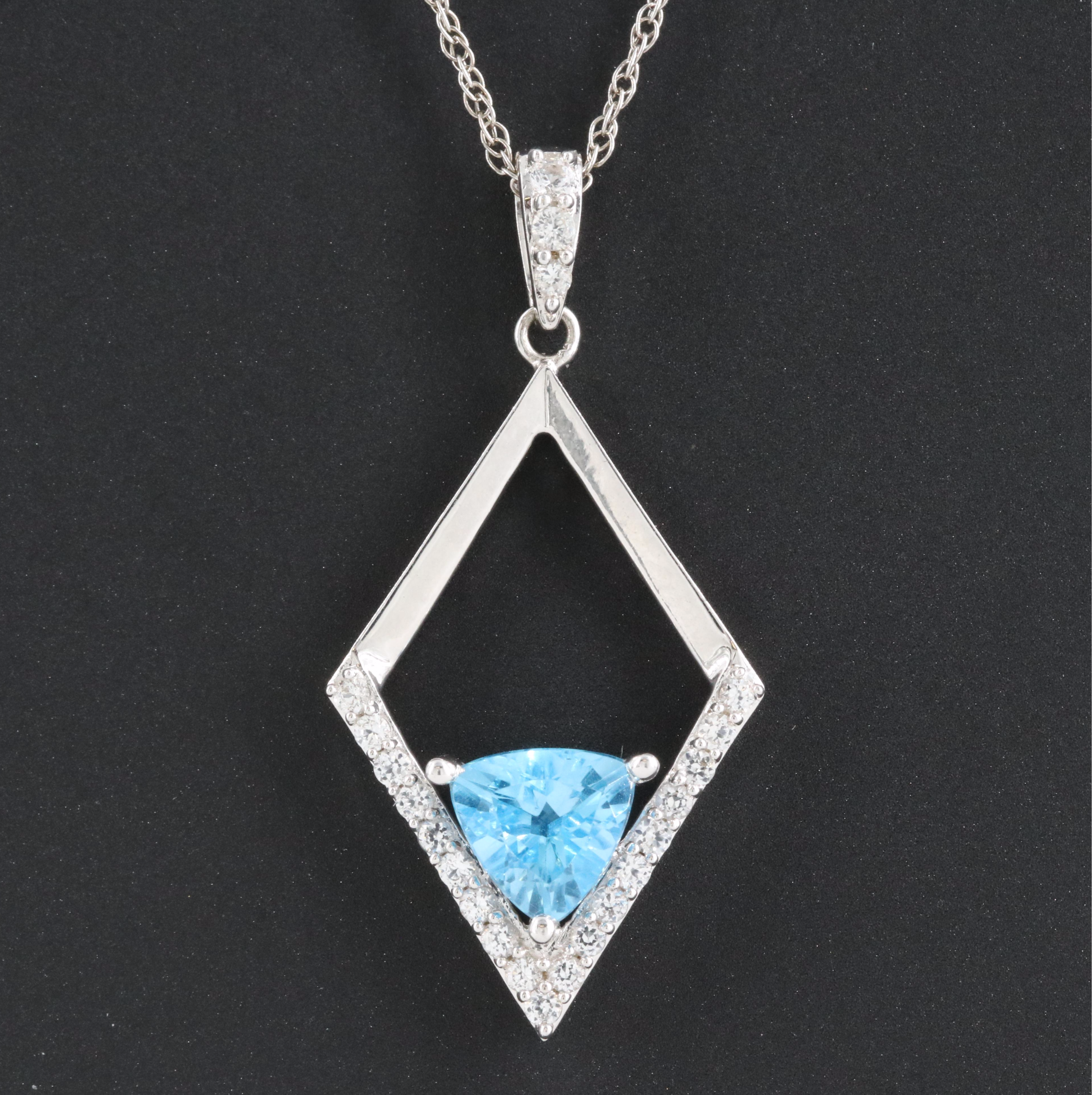 Sterling Topaz and Sapphire Pendant Necklace