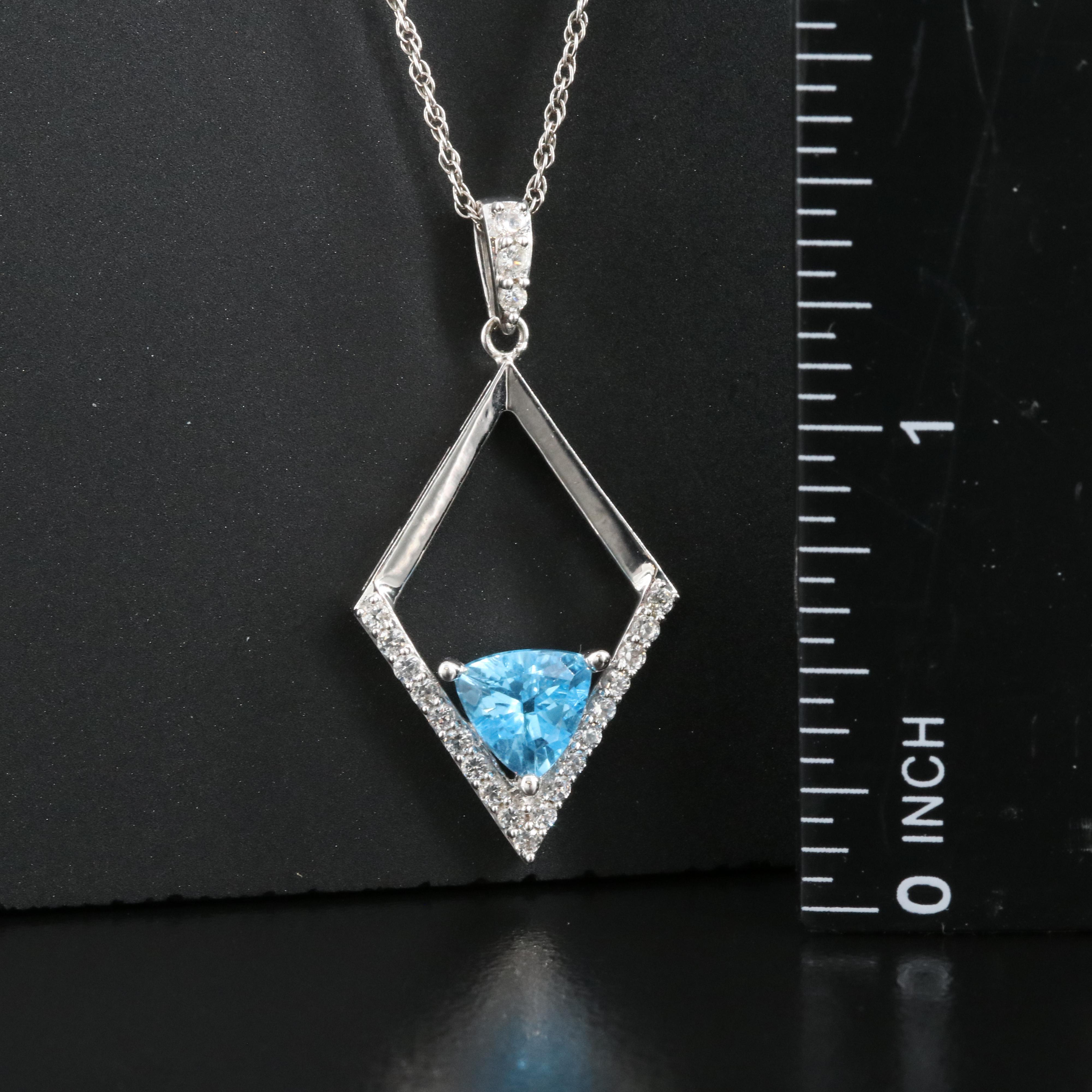Sterling Topaz and Sapphire Pendant Necklace