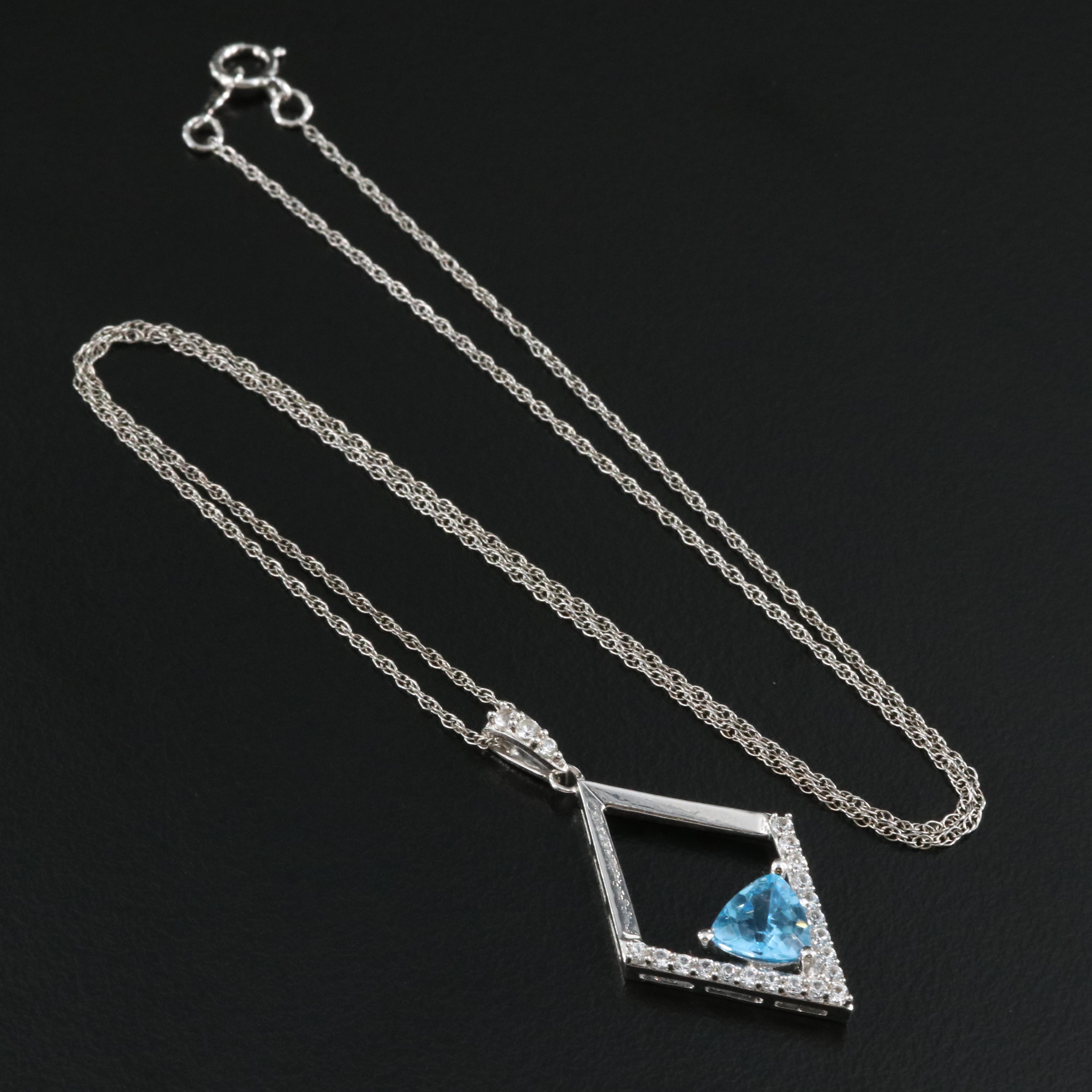 Sterling Topaz and Sapphire Pendant Necklace