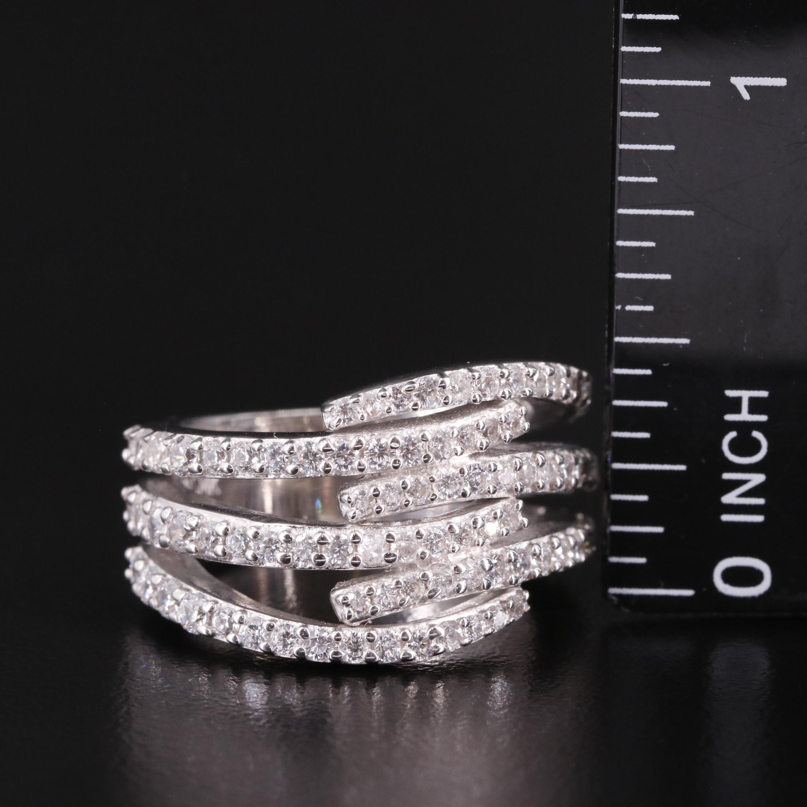 Sterling Cubic Zirconia Bypass Ring