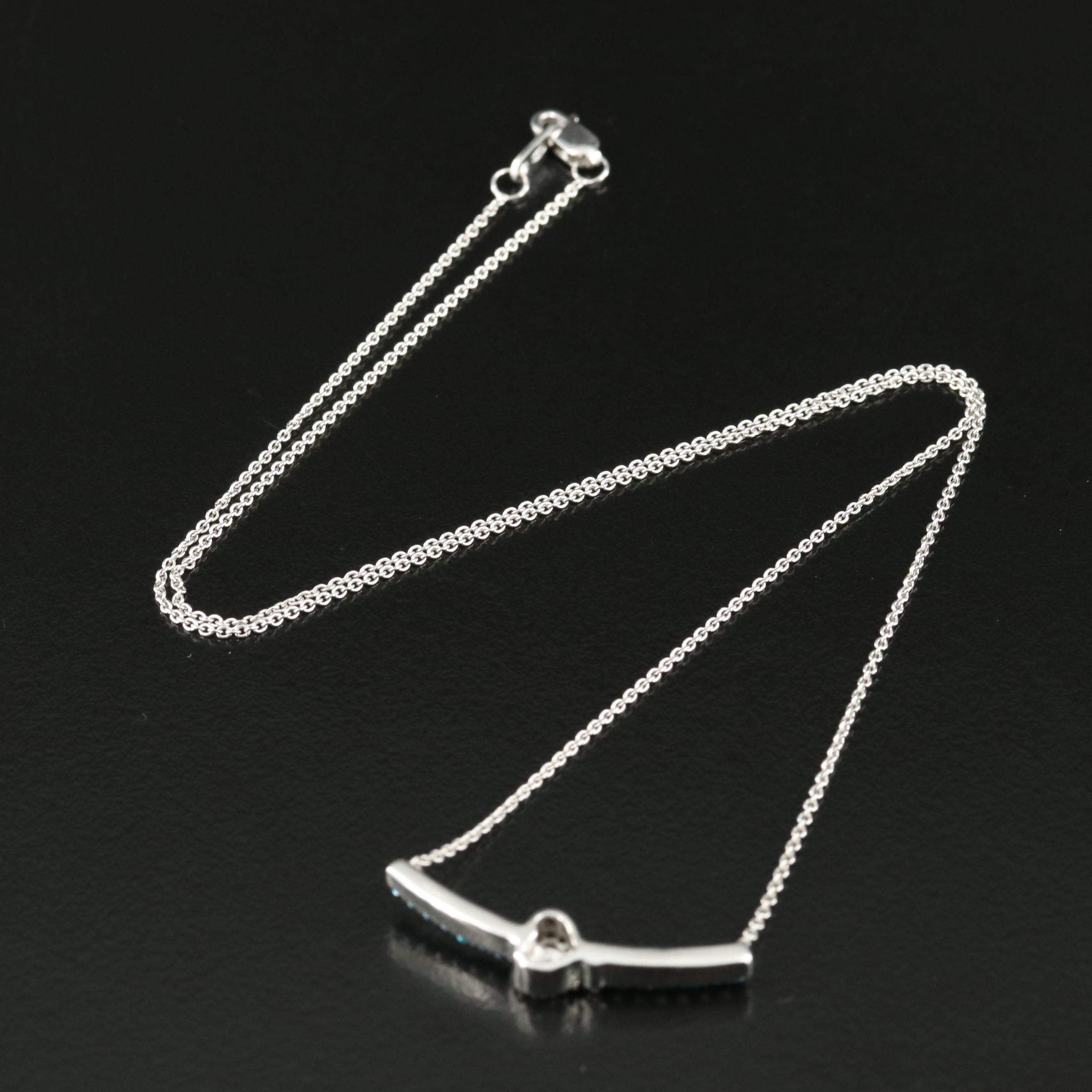 Sterling Cubic Zirconia Heart Bar Brooch Necklace