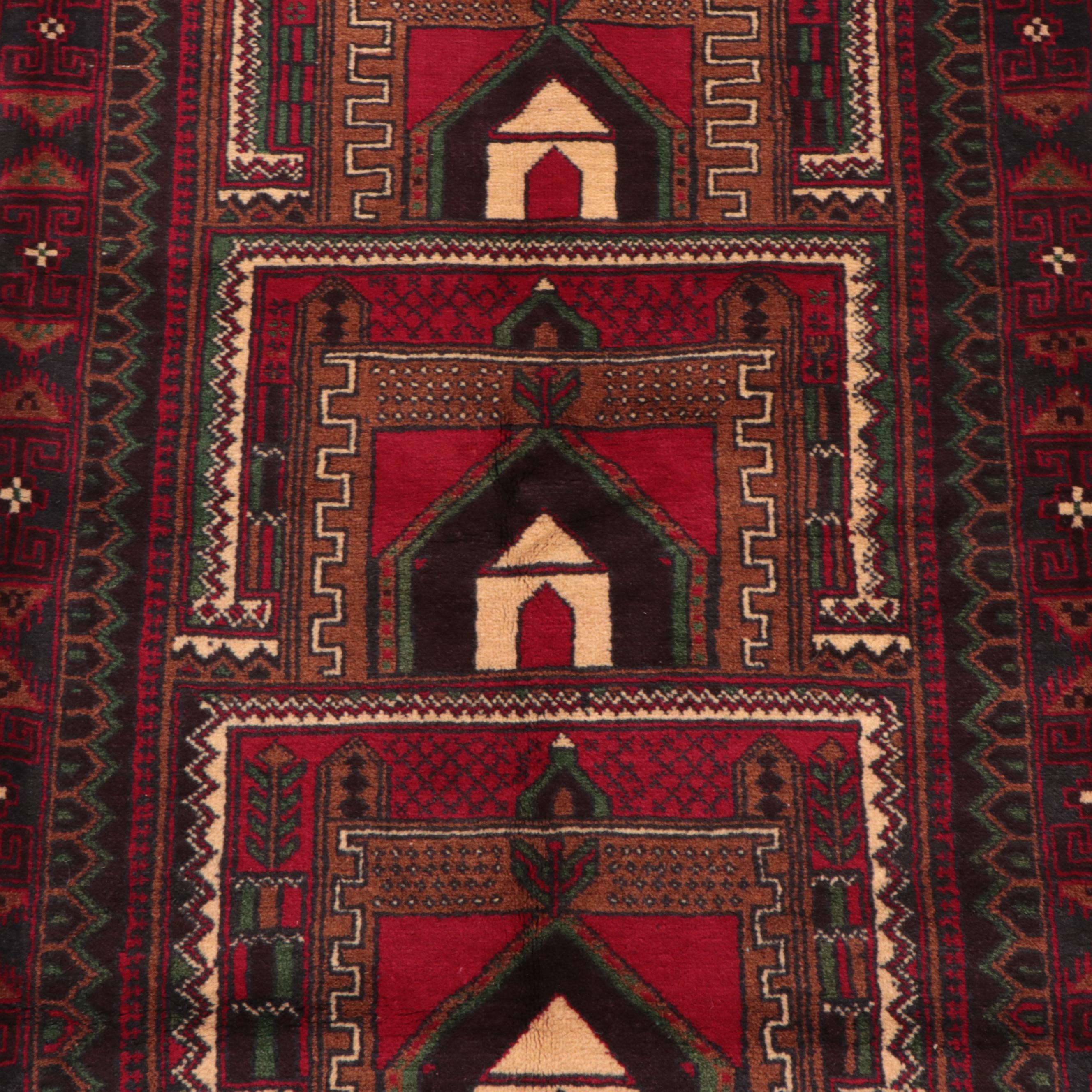 3'1 x 4'5 Hand-Knotted Afghan Baluch Accent Rug