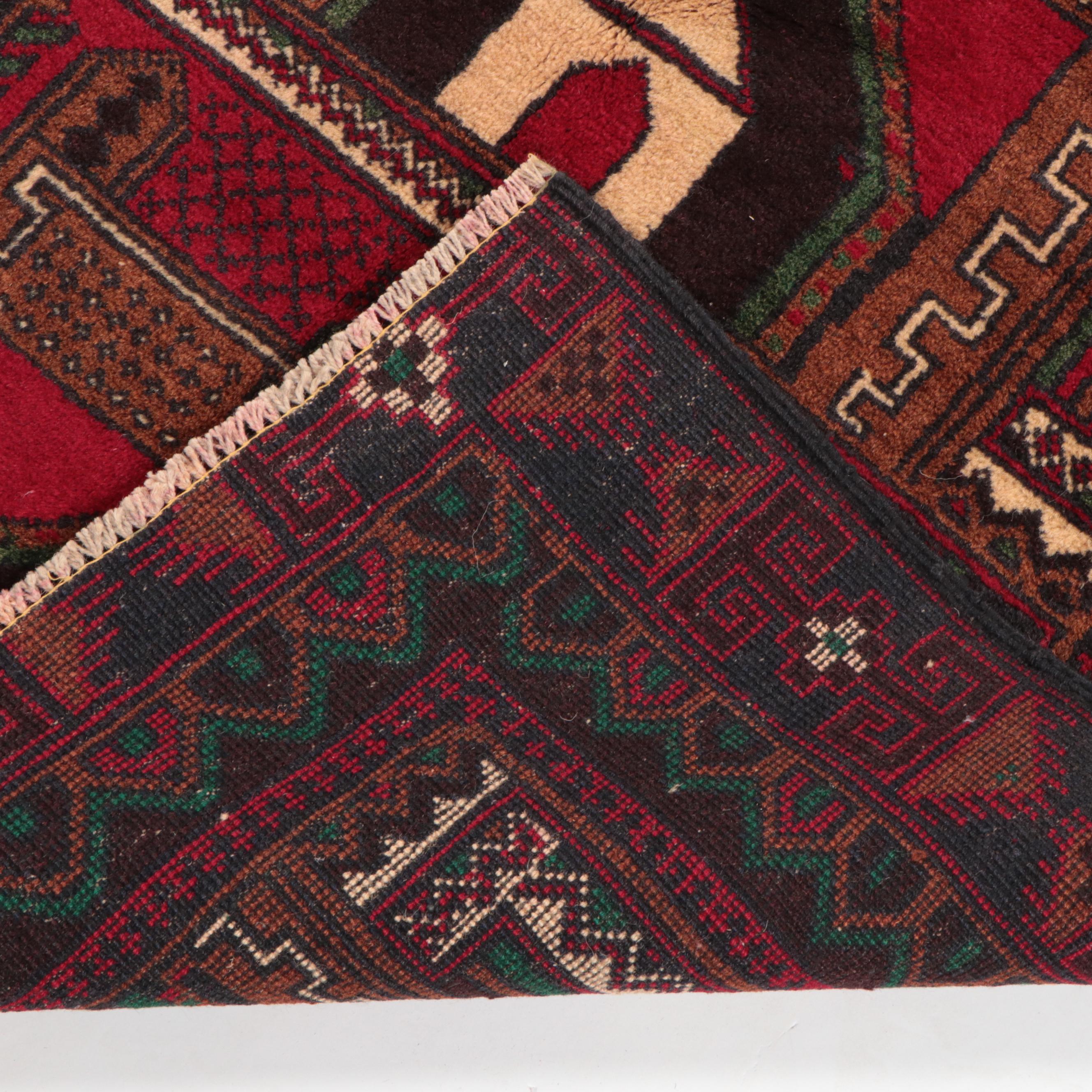3'1 x 4'5 Hand-Knotted Afghan Baluch Accent Rug