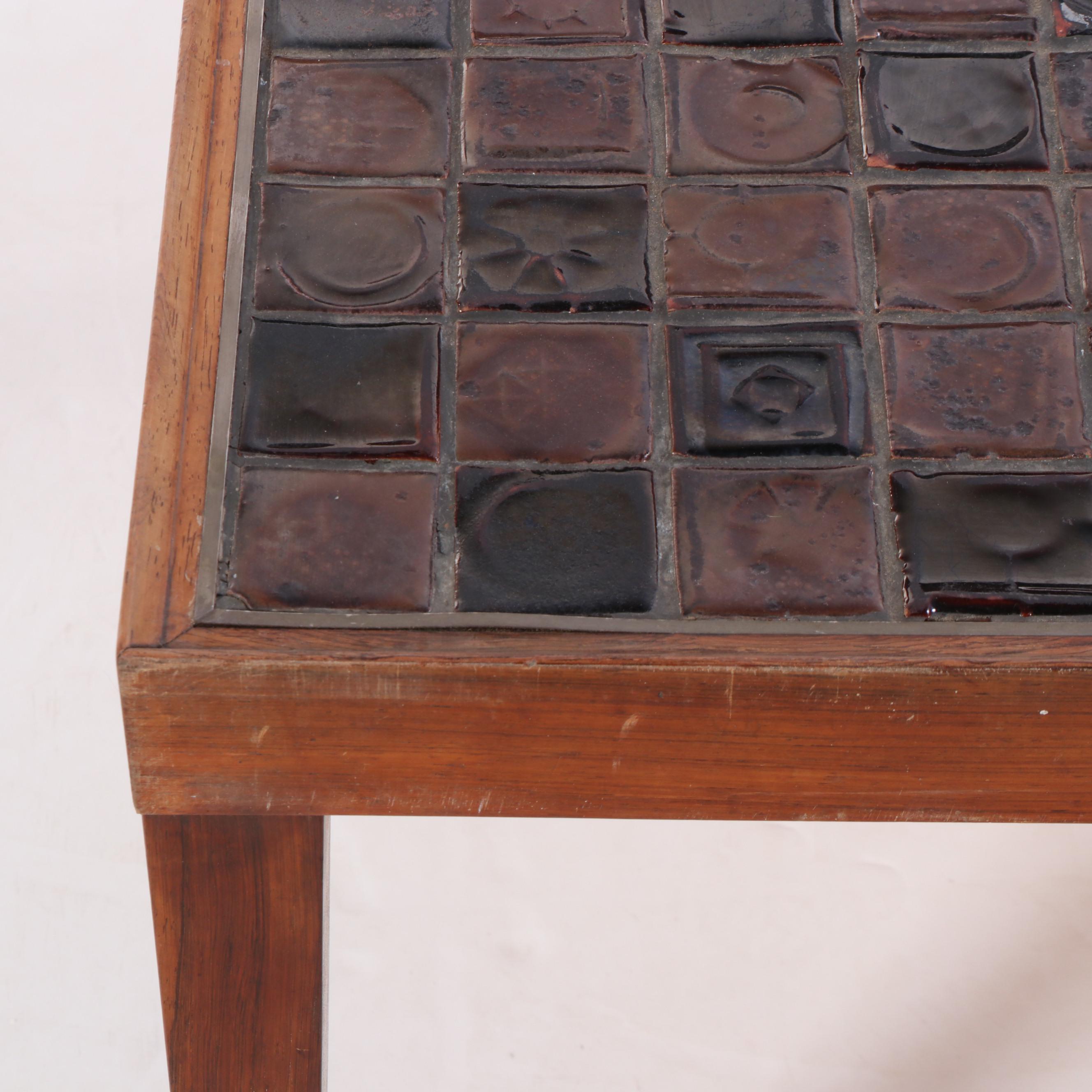 Mid Century Modern Tile-Top Wooden Coffee Table