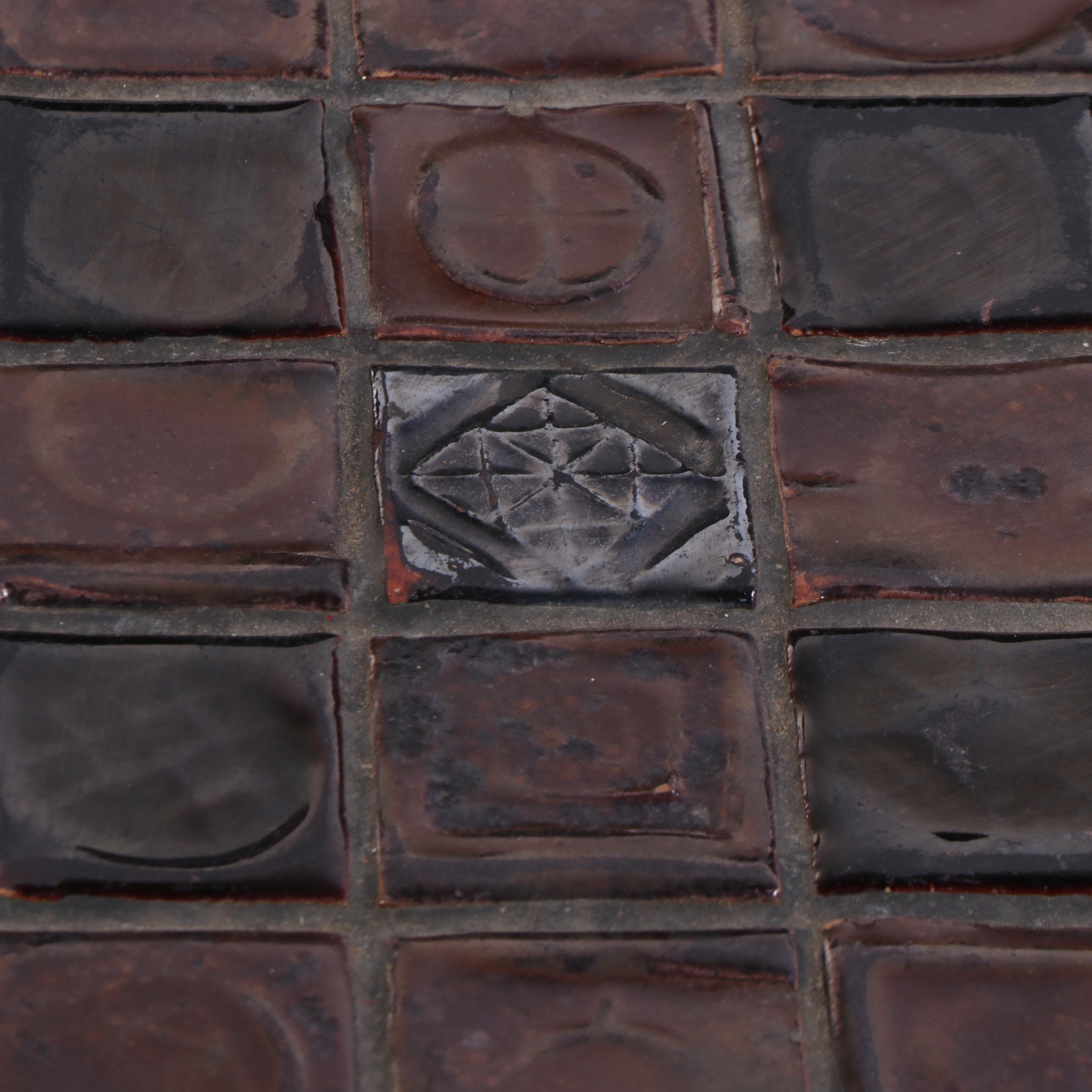 Mid Century Modern Tile-Top Wooden Coffee Table