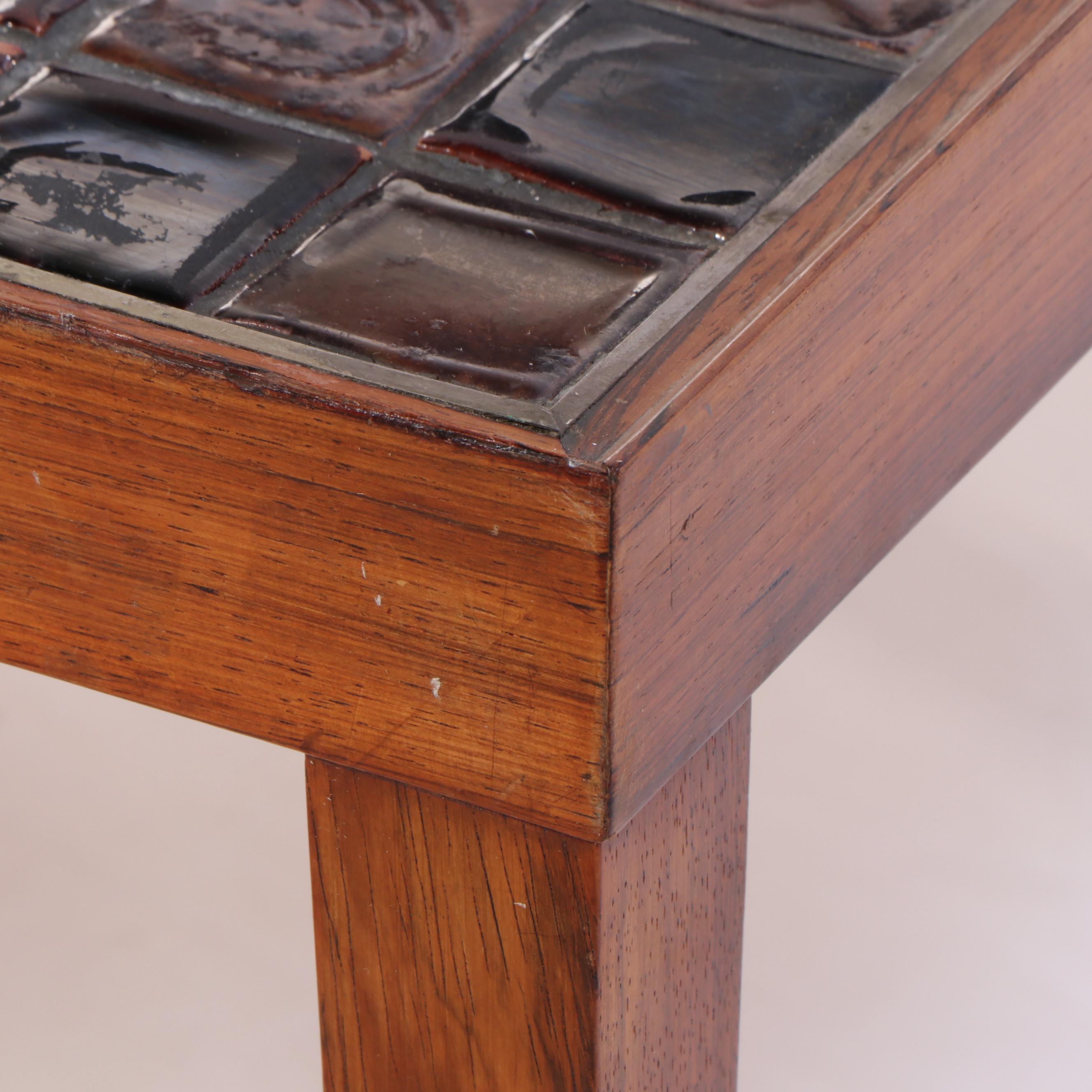 Mid Century Modern Tile-Top Wooden Coffee Table