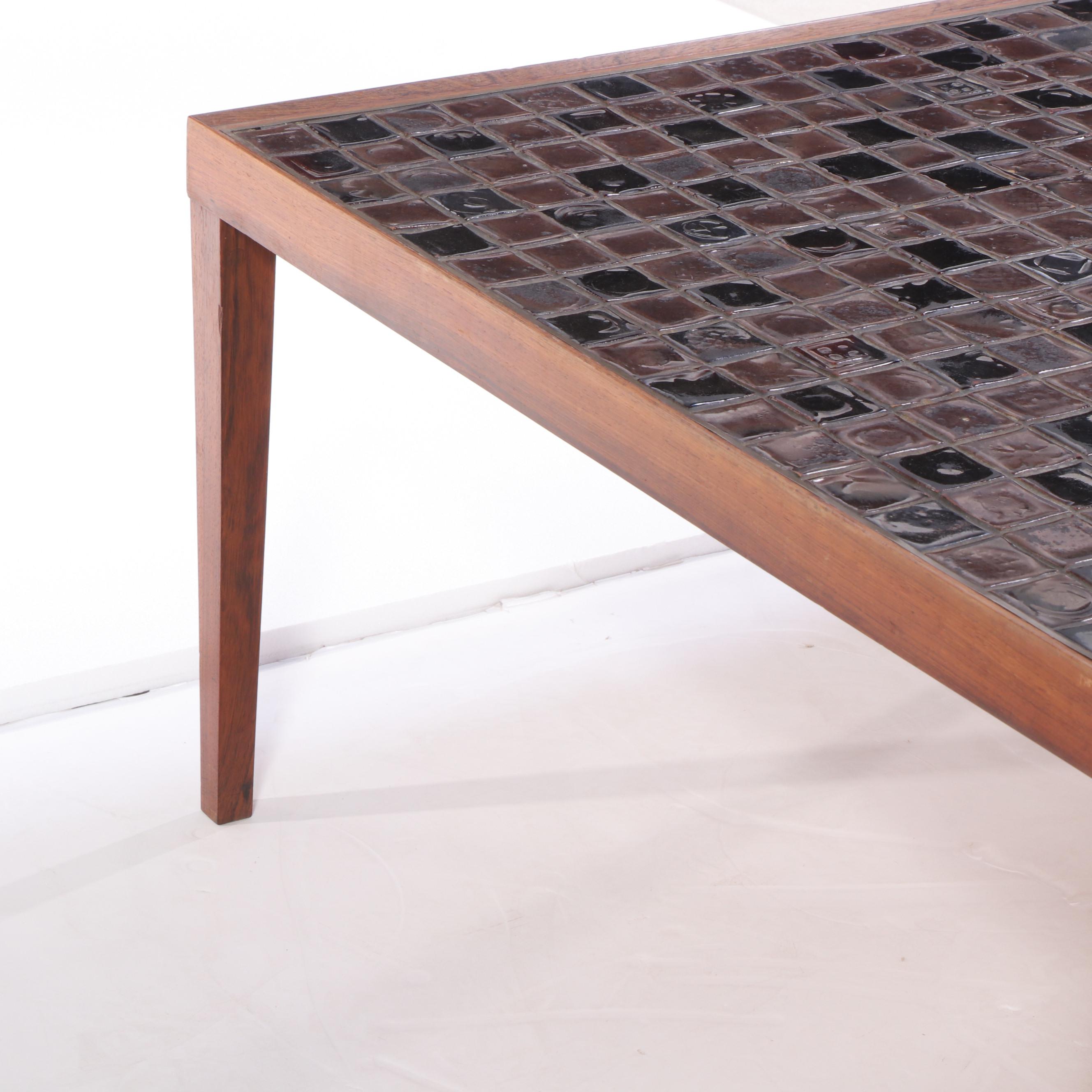 Mid Century Modern Tile-Top Wooden Coffee Table
