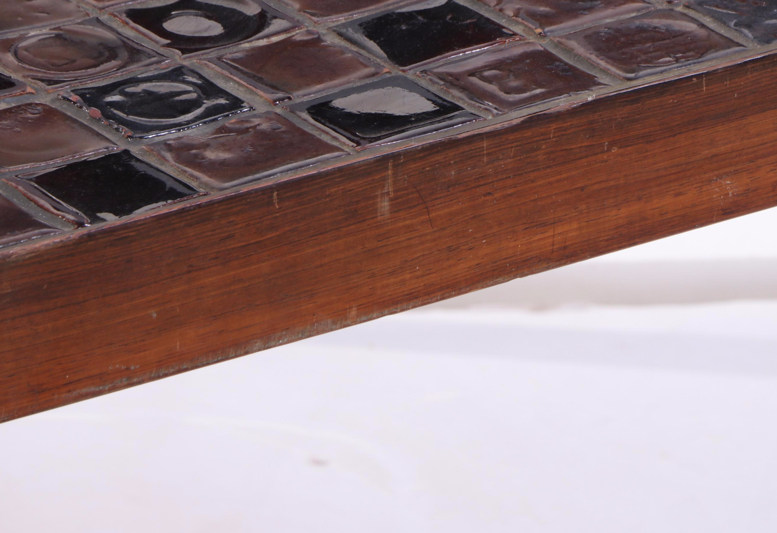 Mid Century Modern Tile-Top Wooden Coffee Table