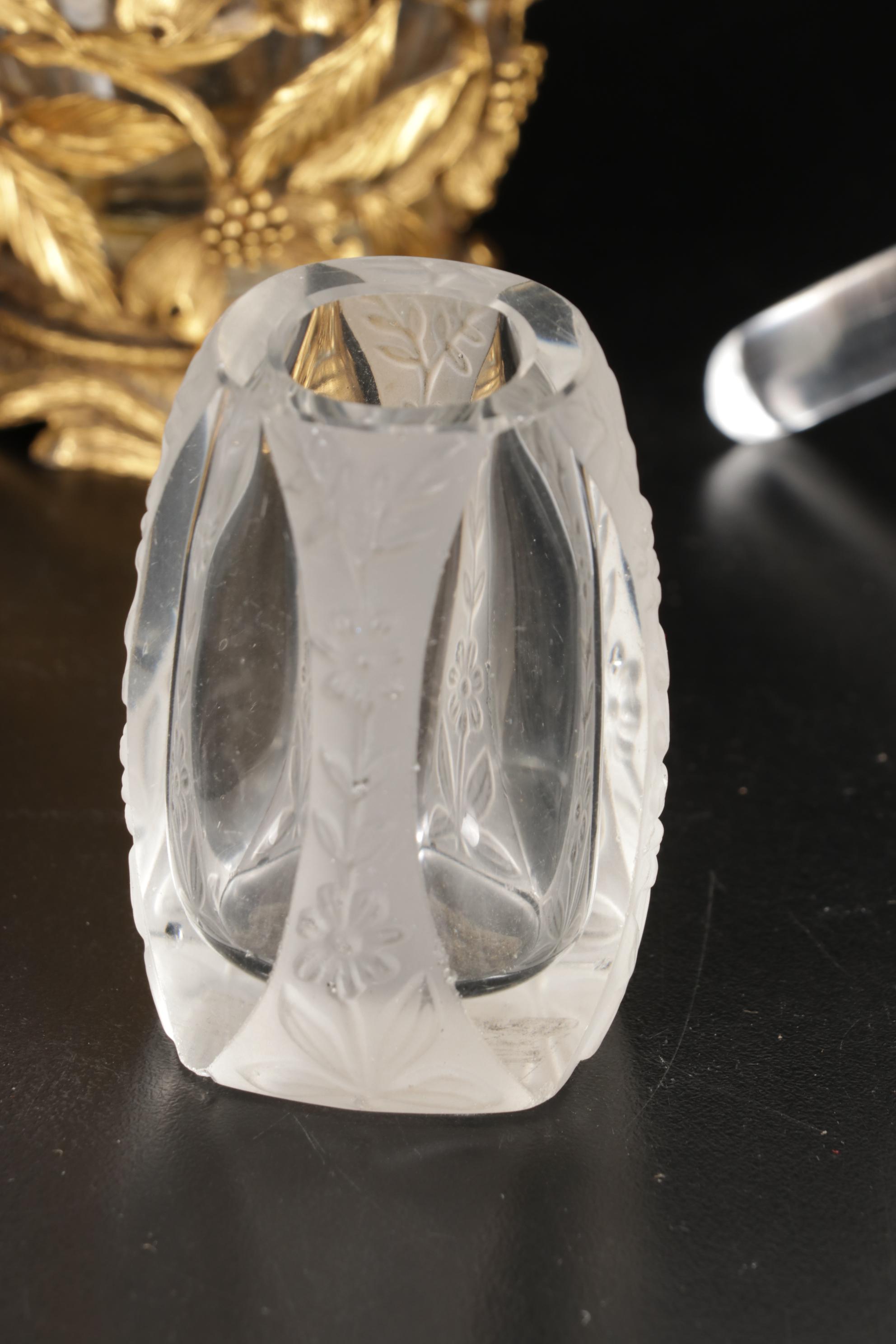 Lalique Anemone Paperweight, L'Air du Temps, Matson Ormolu on Glass Flacons