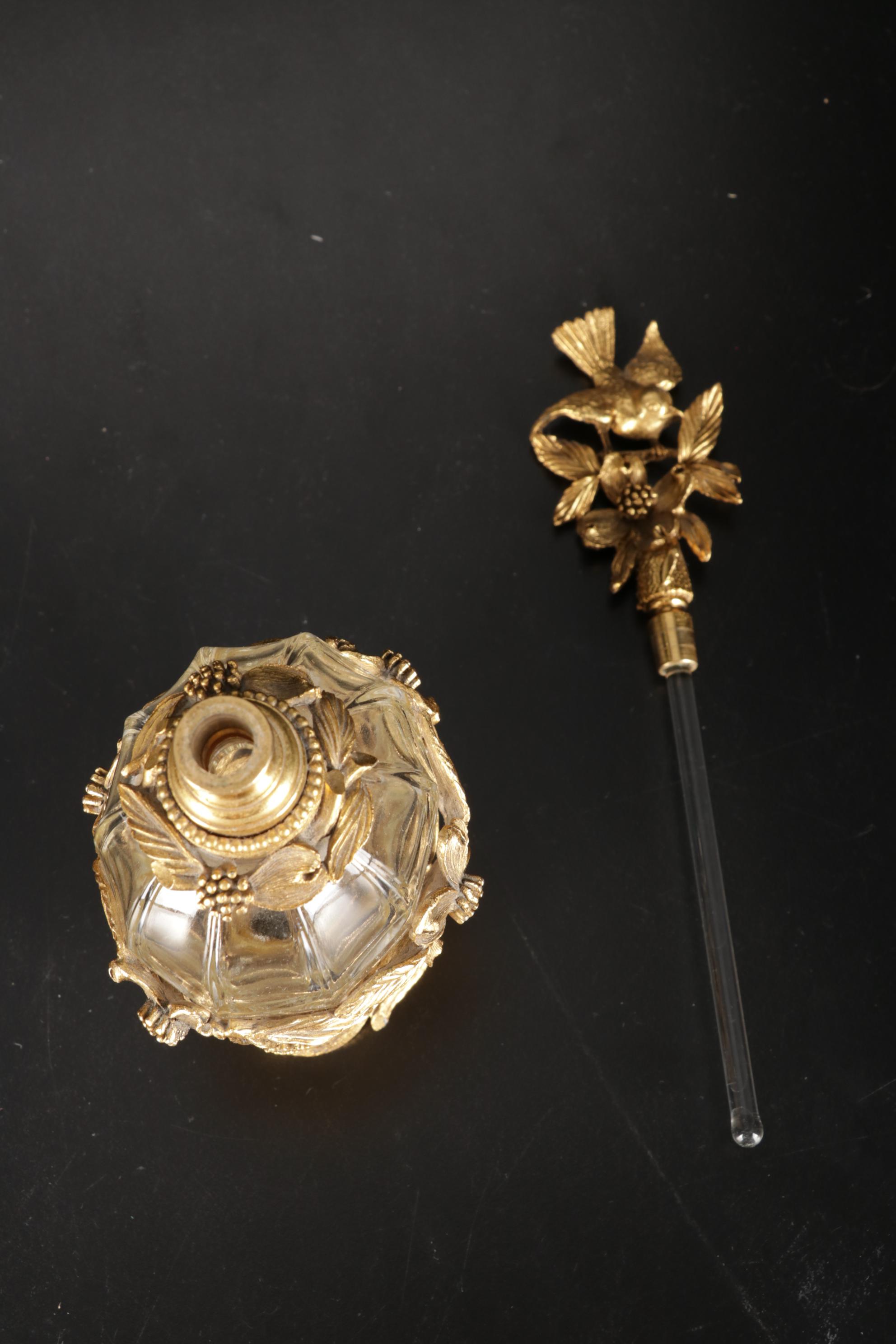 Lalique Anemone Paperweight, L'Air du Temps, Matson Ormolu on Glass Flacons