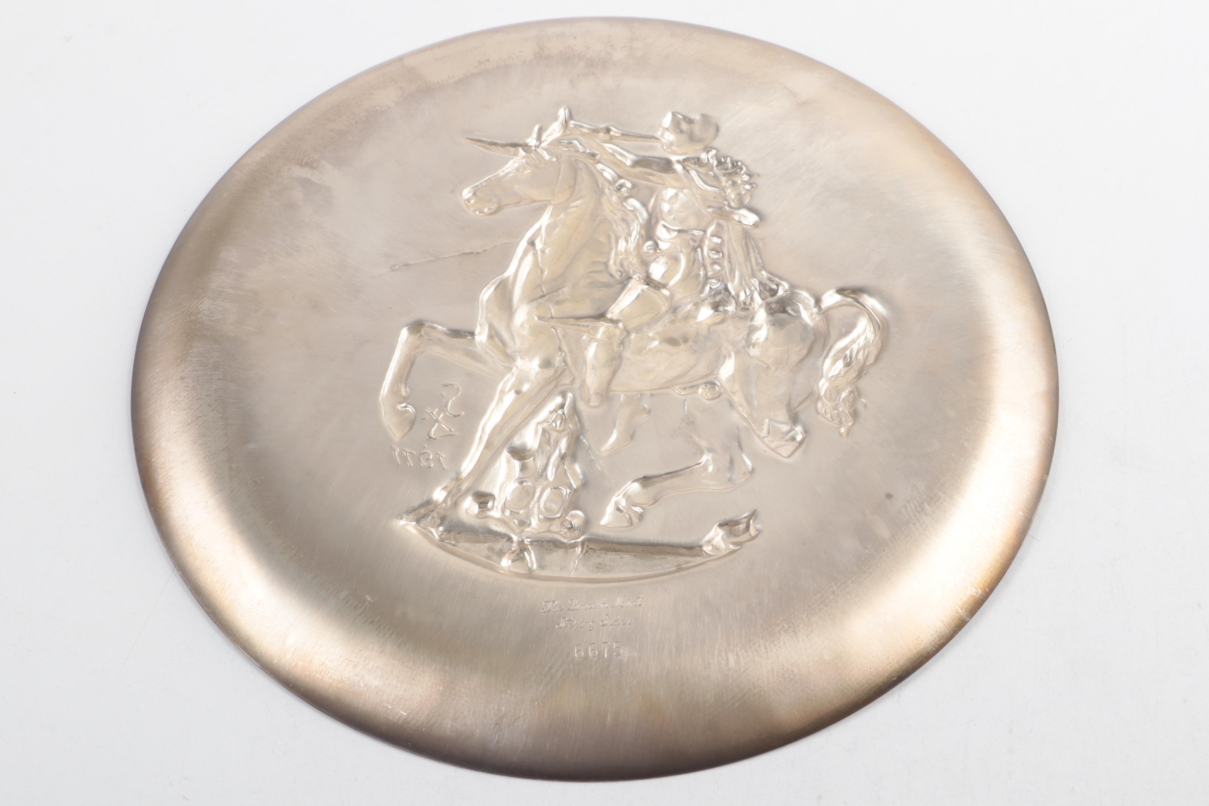 The Lincoln Mint "Unicorn Dionysiaque" Sterling Collector Plate with Dalí Book