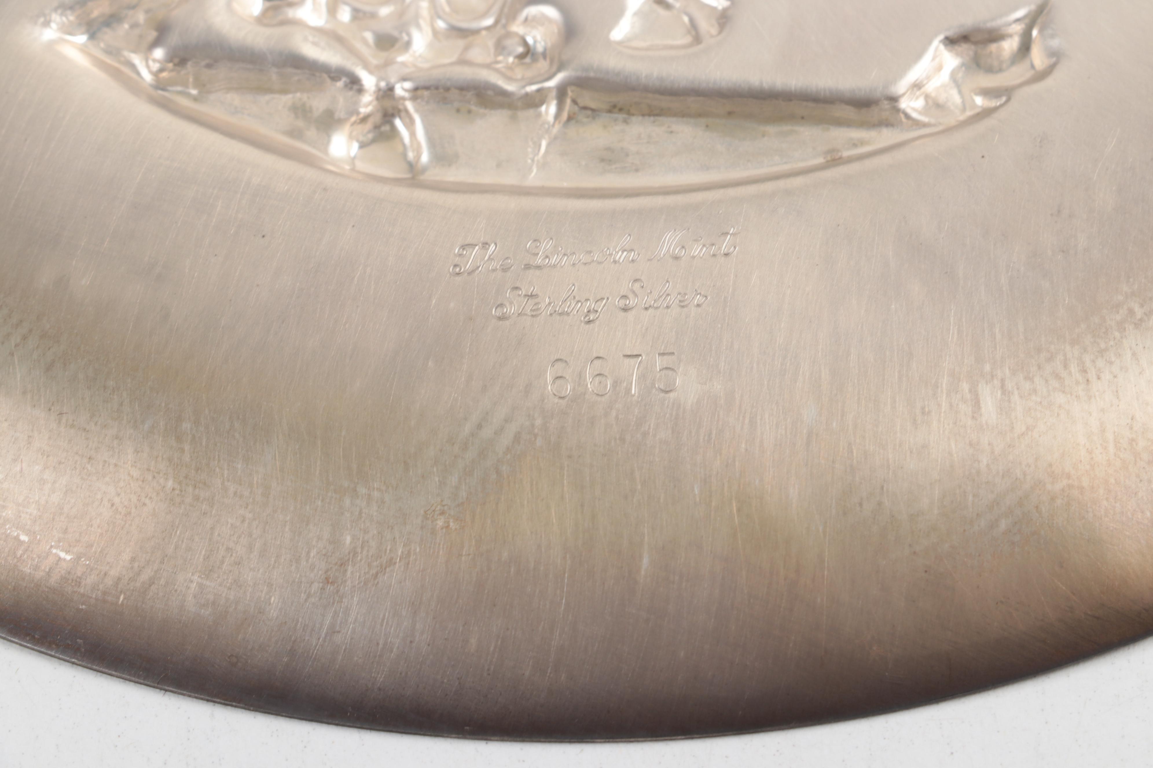 The Lincoln Mint "Unicorn Dionysiaque" Sterling Collector Plate with Dalí Book