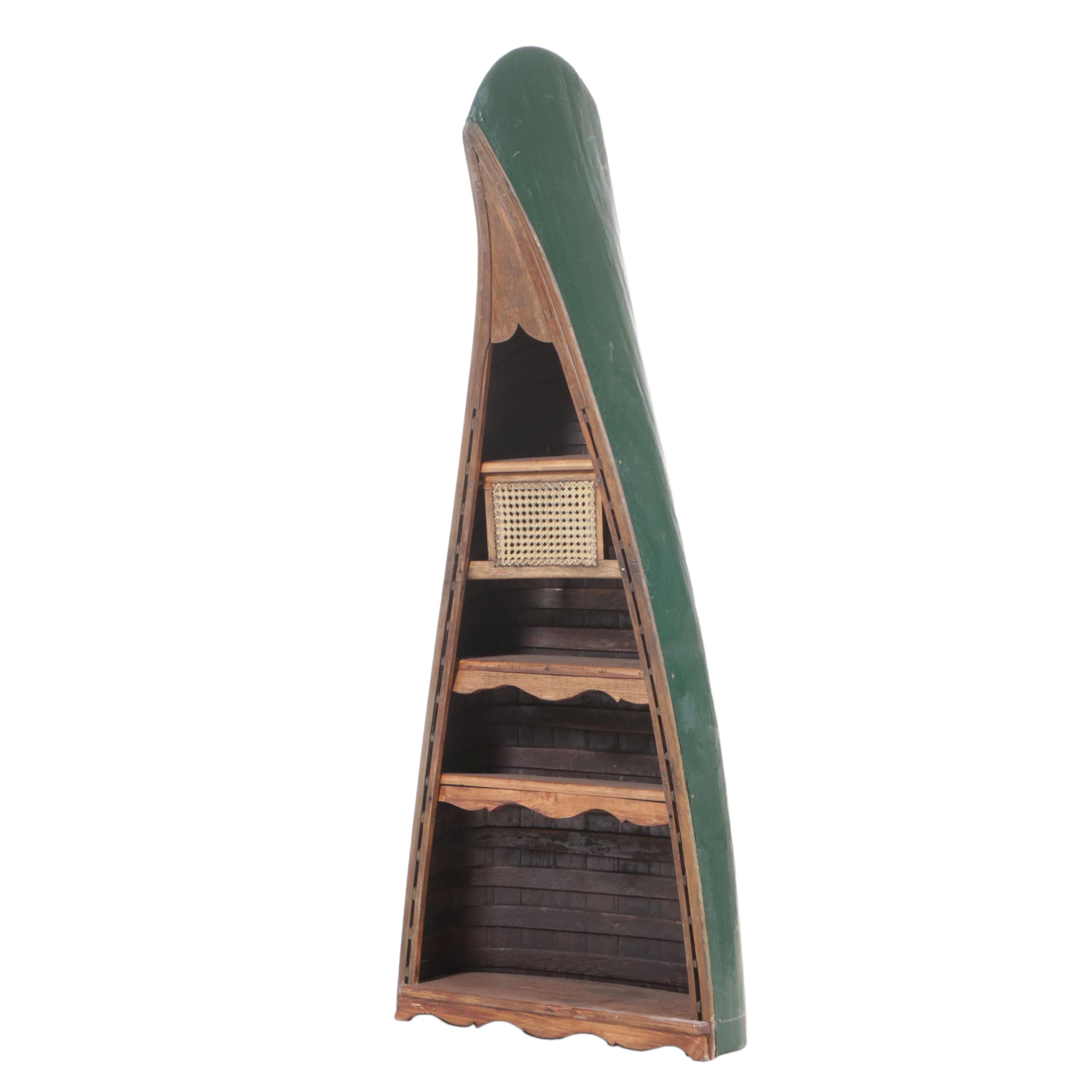 Canoe Hull Shaped Painted Wood Bookcase