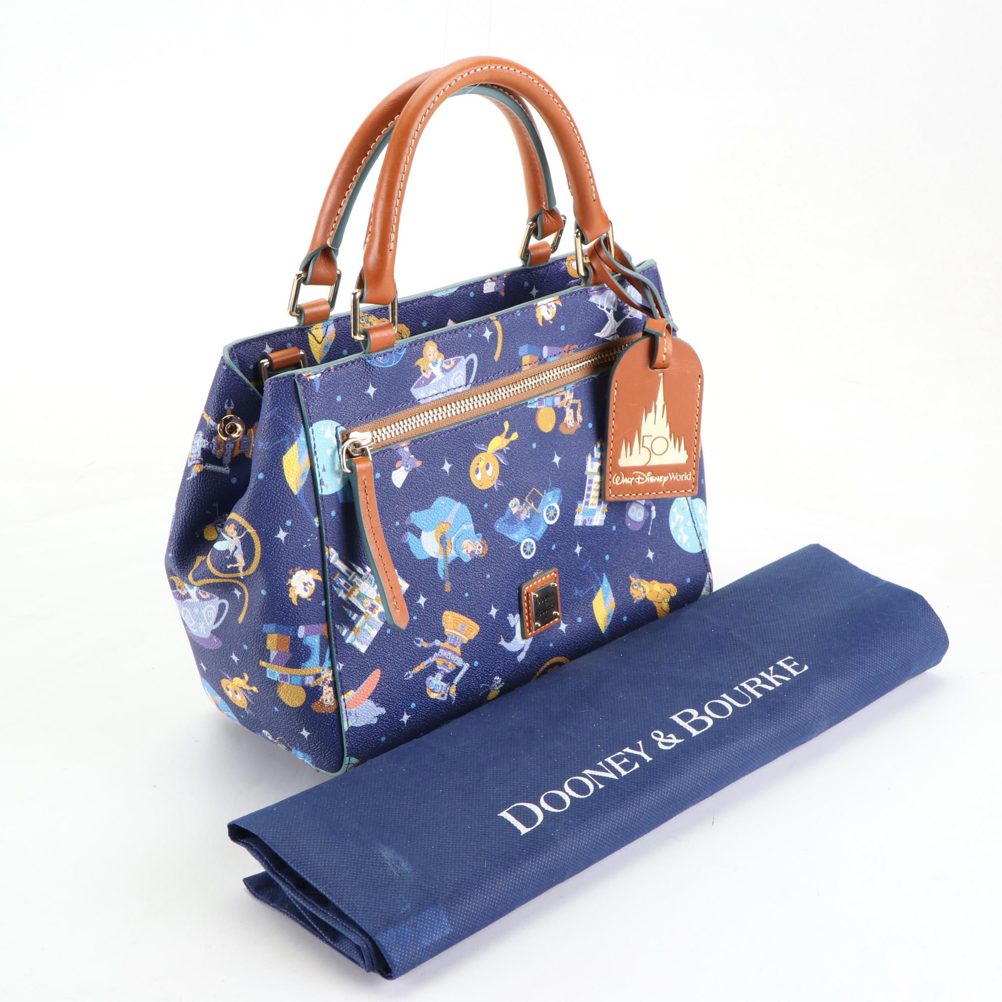 Dooney & Bourke Disney Celebration Print Satchel in Coated Canvas and Leather