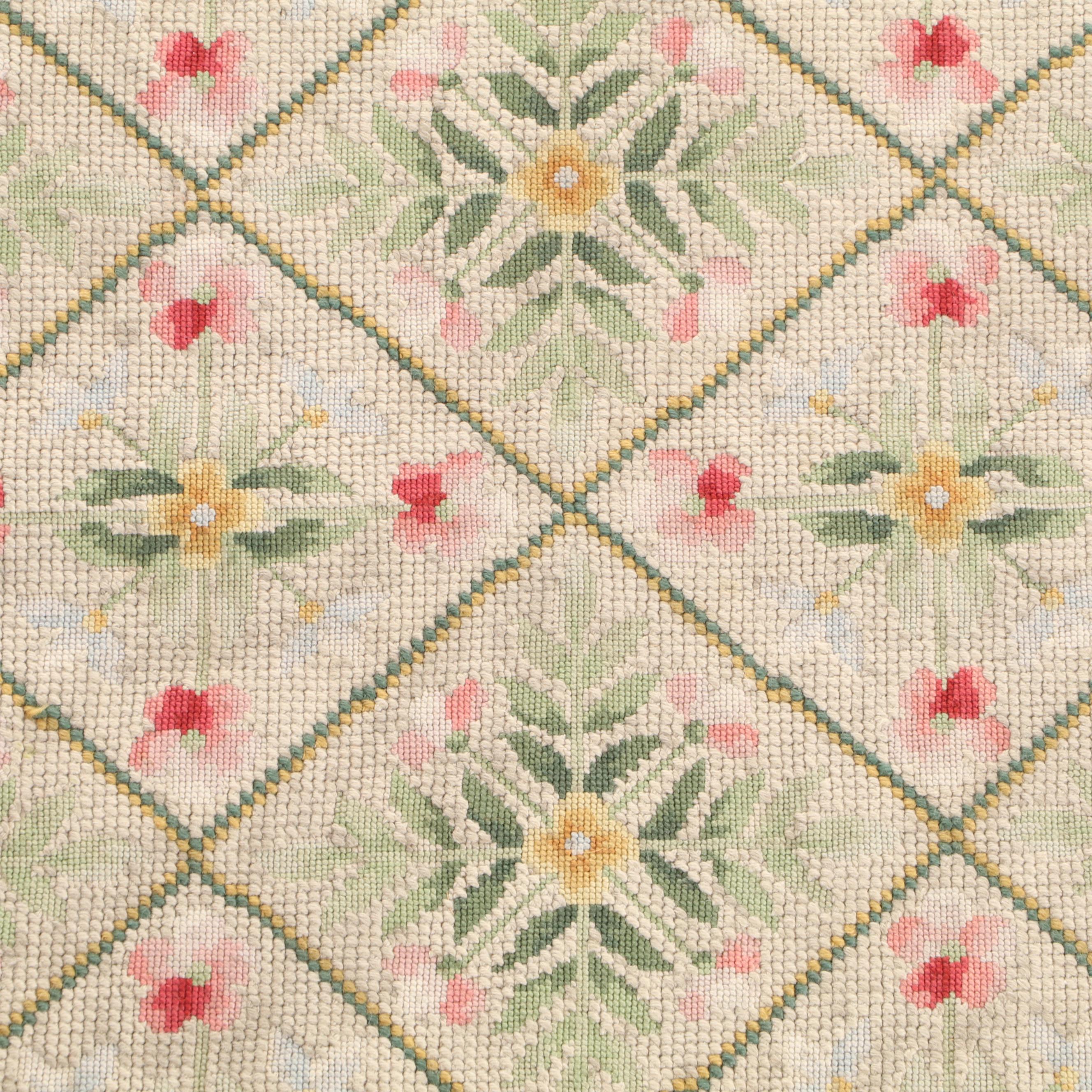 3'9 x 5'8 Portuguese Needlepoint Lattice Area Rug