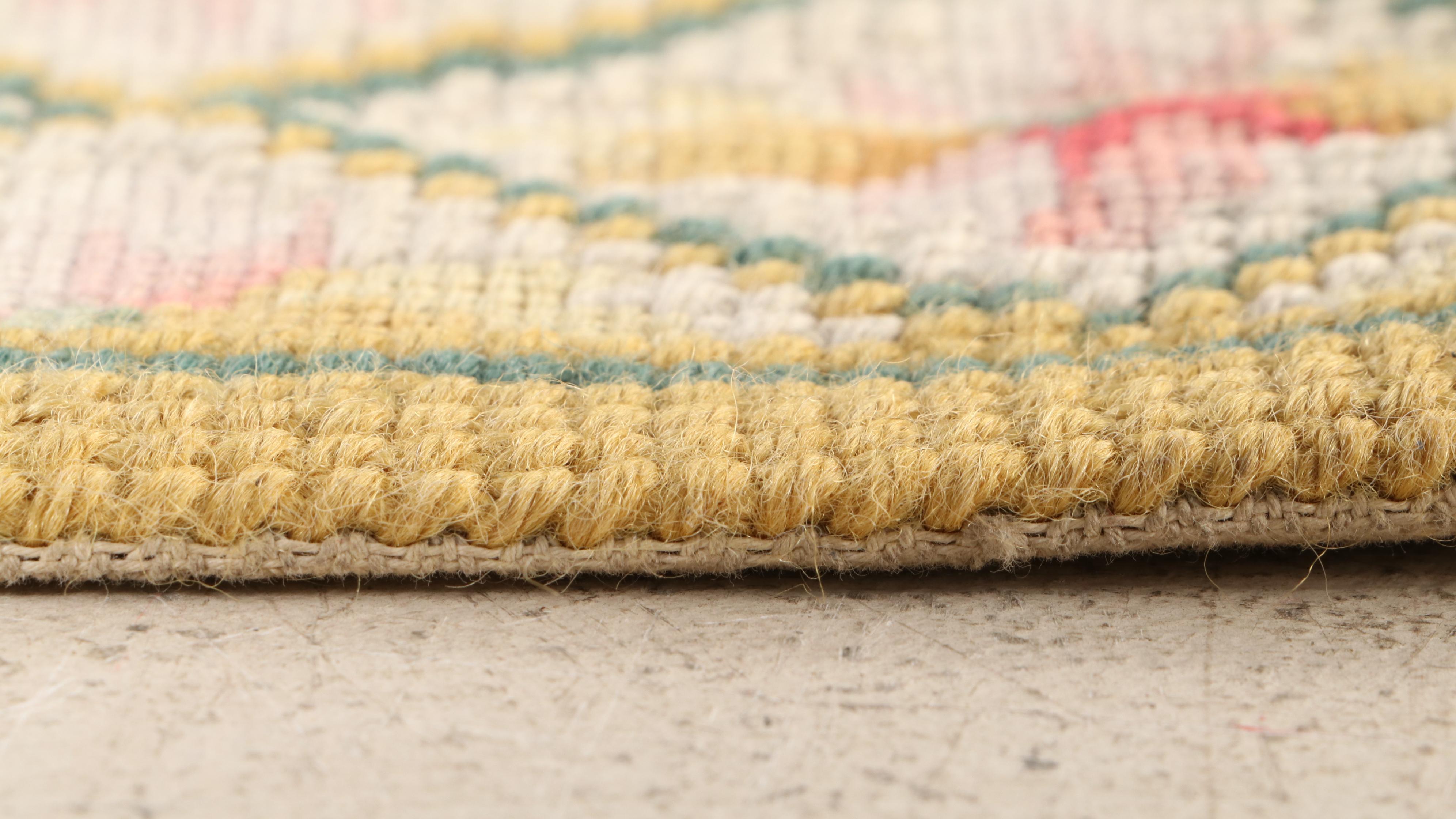 3'9 x 5'8 Portuguese Needlepoint Lattice Area Rug