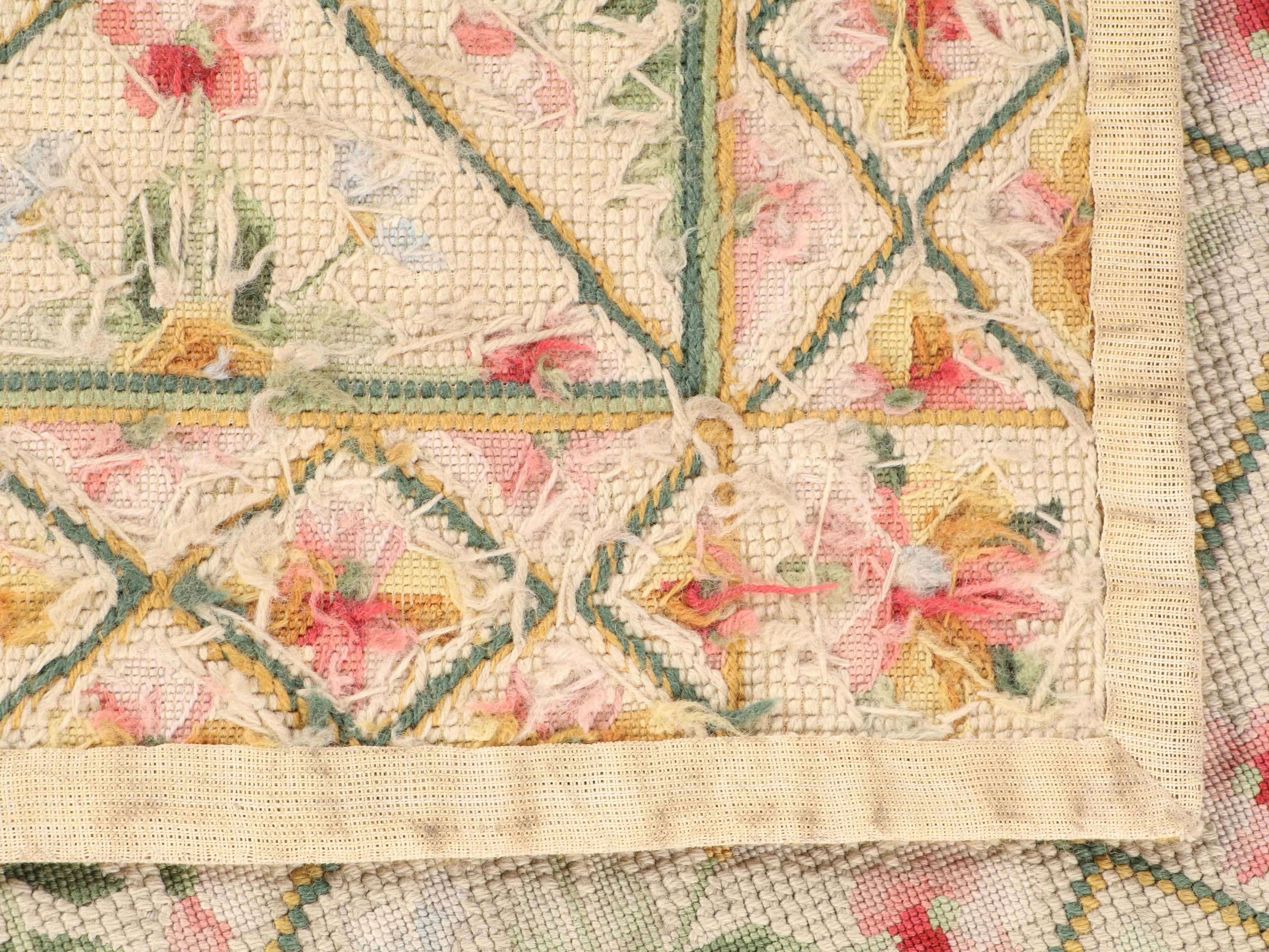 3'9 x 5'8 Portuguese Needlepoint Lattice Area Rug