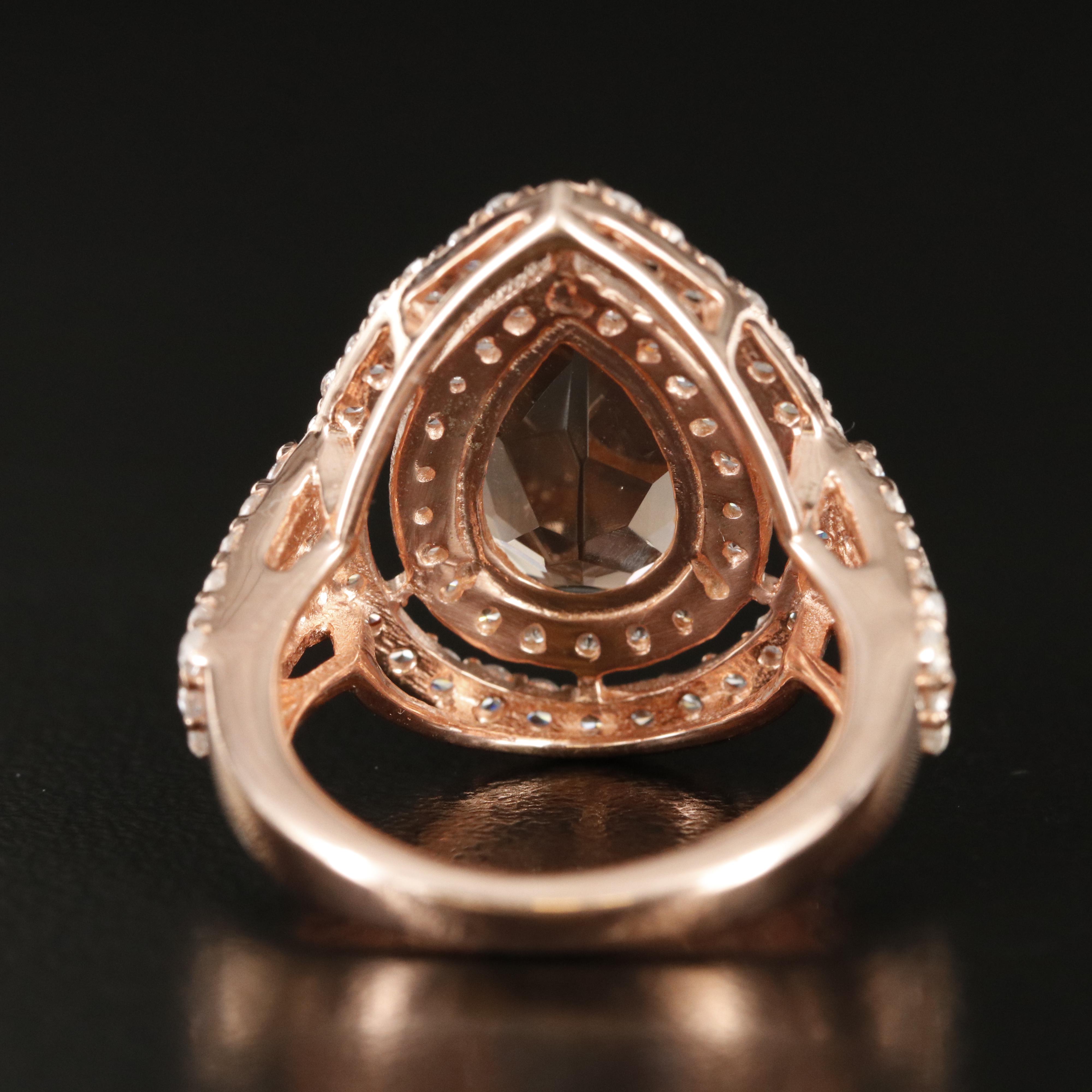 Sterling Glass and Cubic Zirconia Ring