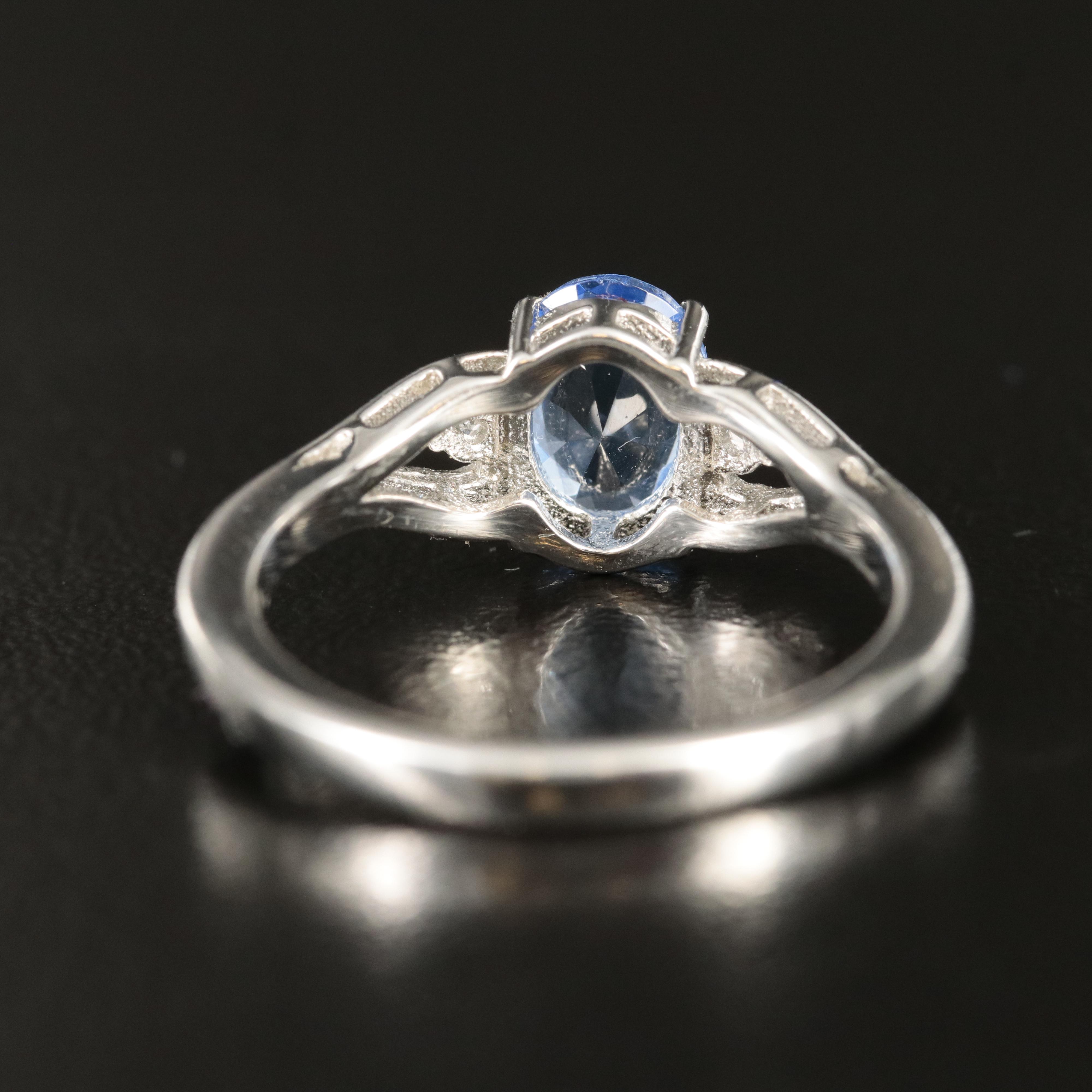 Sterling Glass and Cubic Zirconia Ring