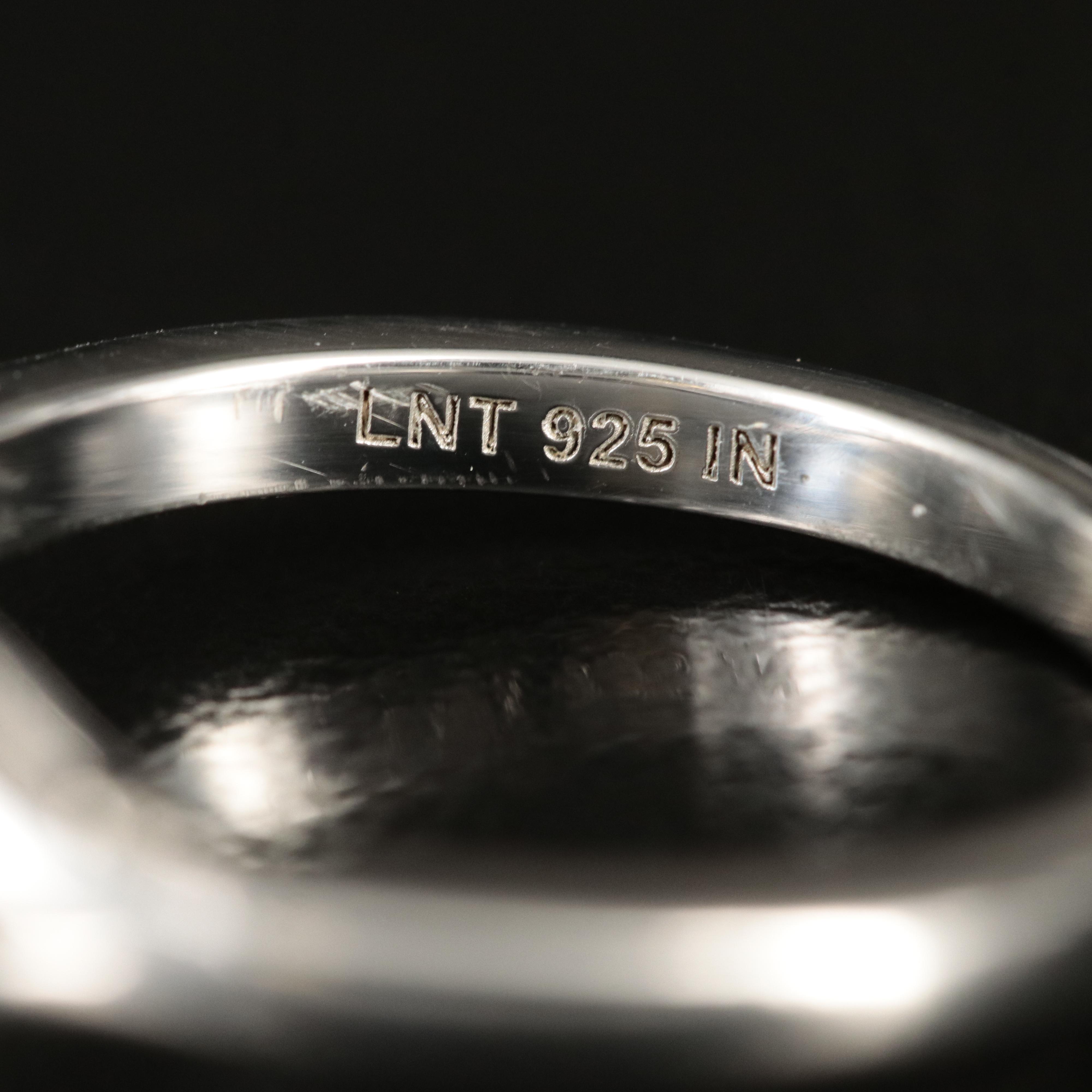 Sterling Glass and Cubic Zirconia Ring