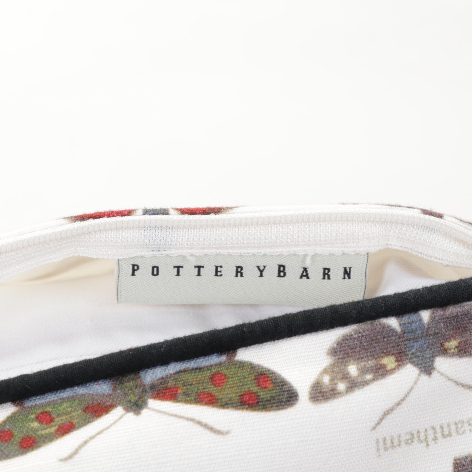 Brushed Nickel and Mica Table Lamp With Pottery Barn Decorator Pillows, More