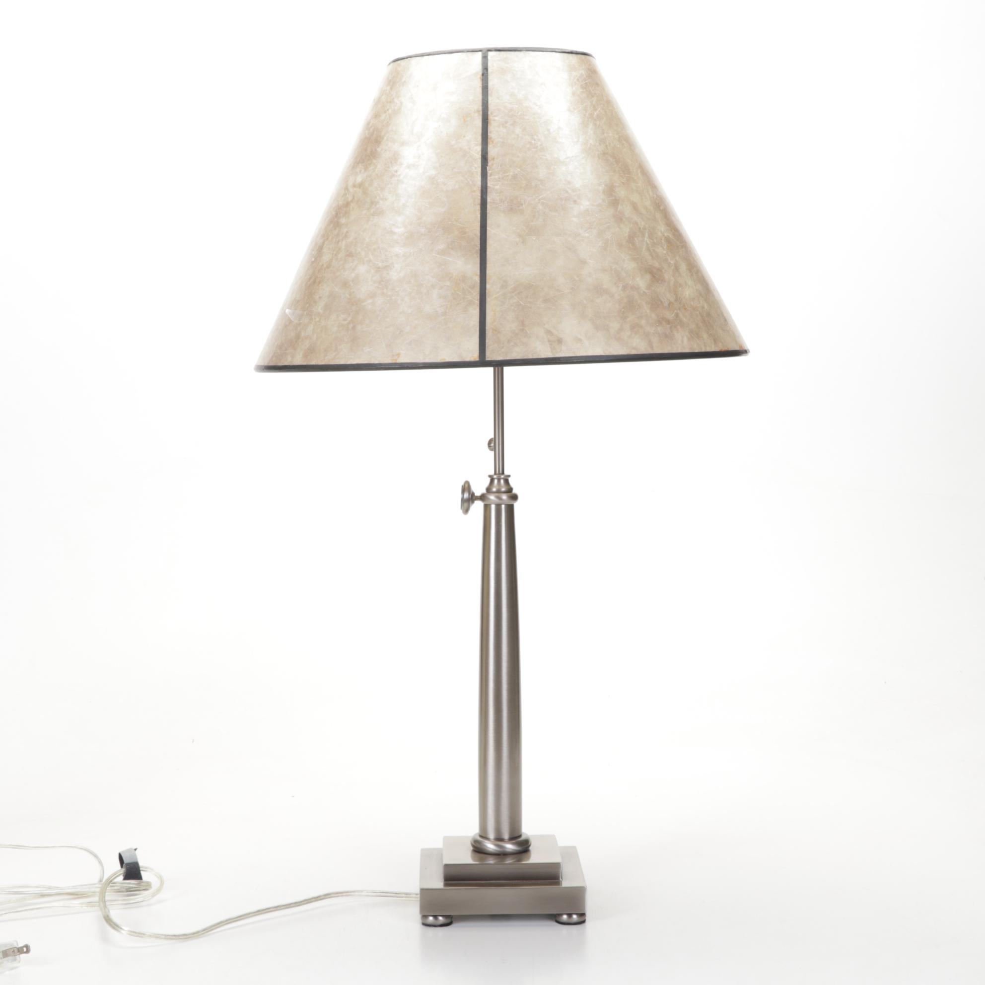 Brushed Nickel and Mica Table Lamp With Pottery Barn Decorator Pillows, More