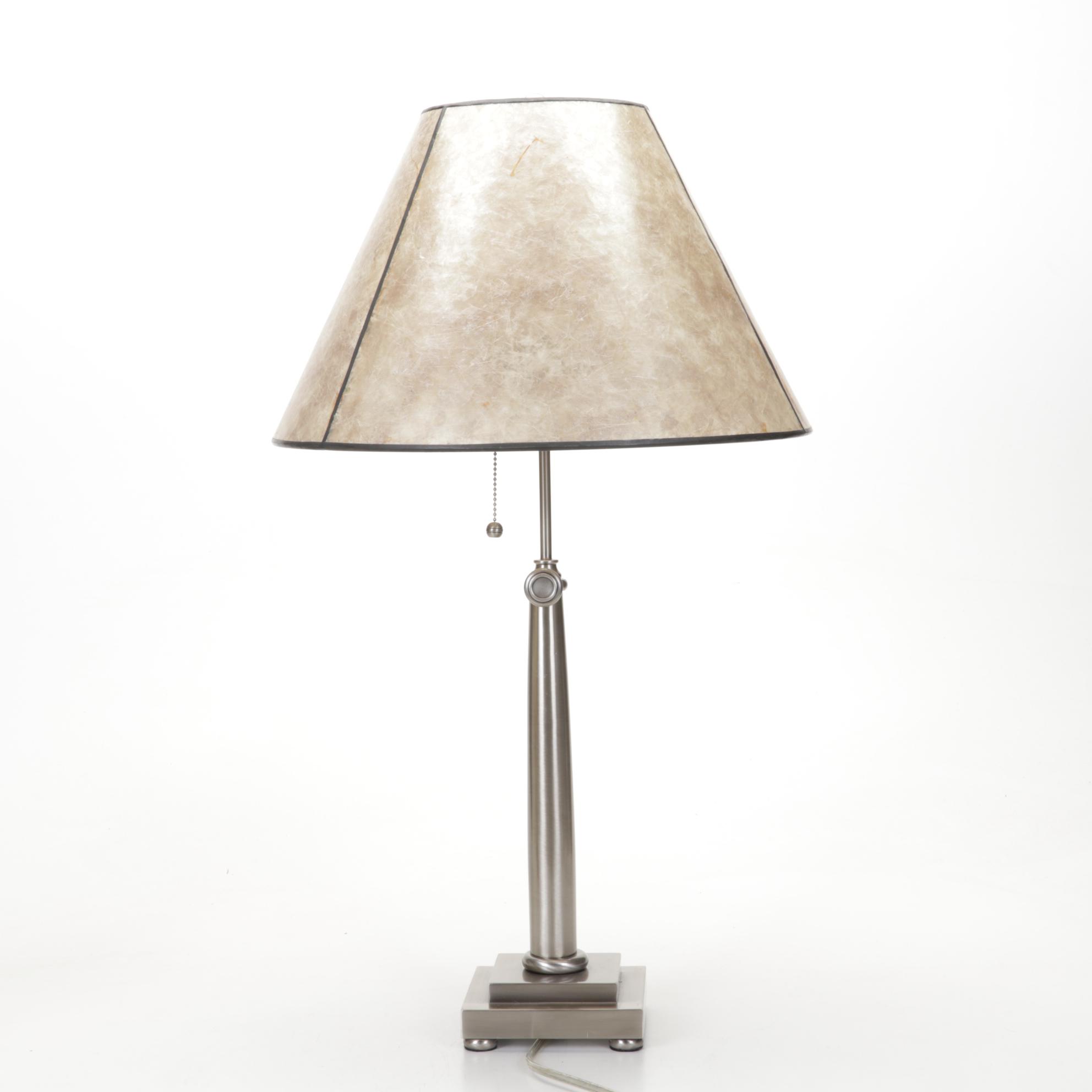 Brushed Nickel and Mica Table Lamp With Pottery Barn Decorator Pillows, More
