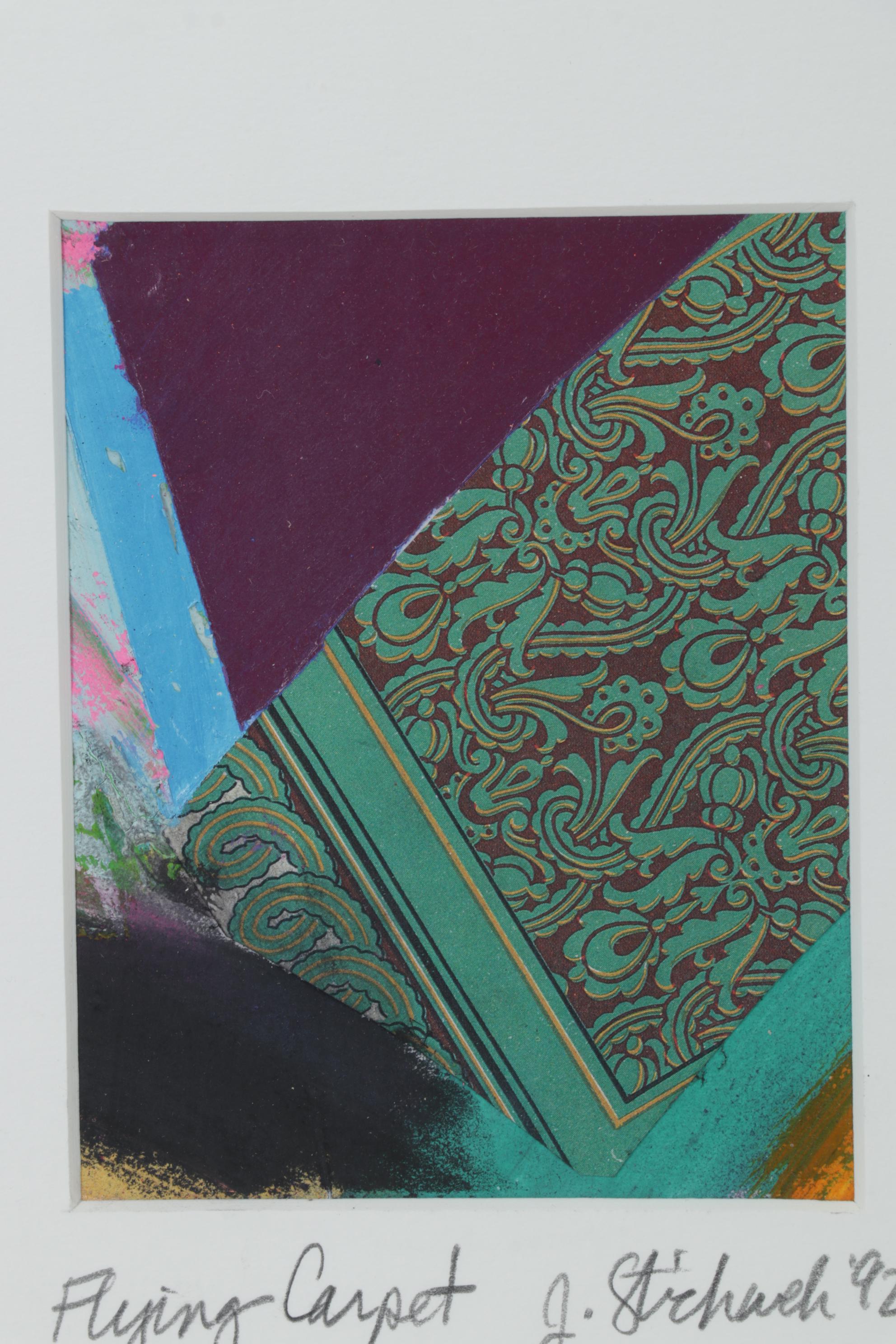 Abstract Mixed Media Painting "Flying Carpet," 1992