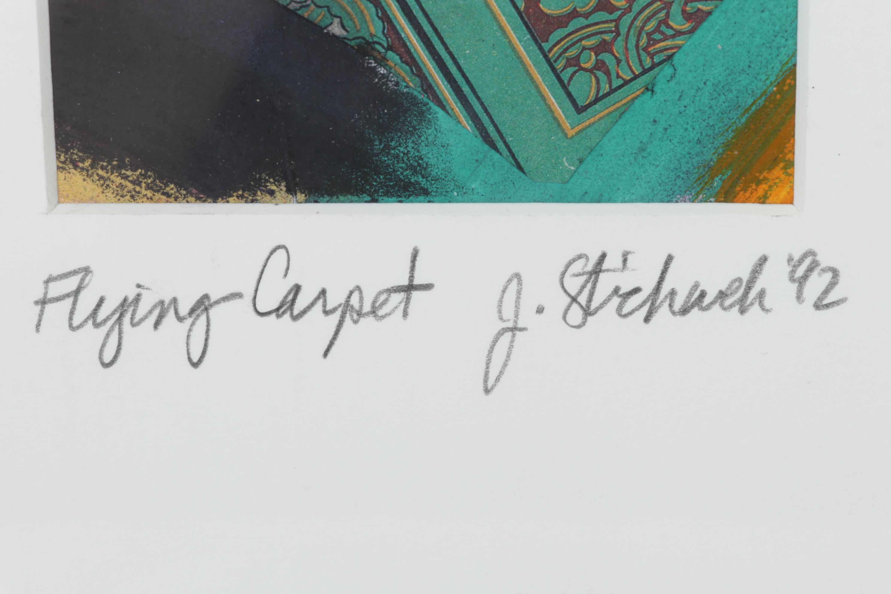 Abstract Mixed Media Painting "Flying Carpet," 1992