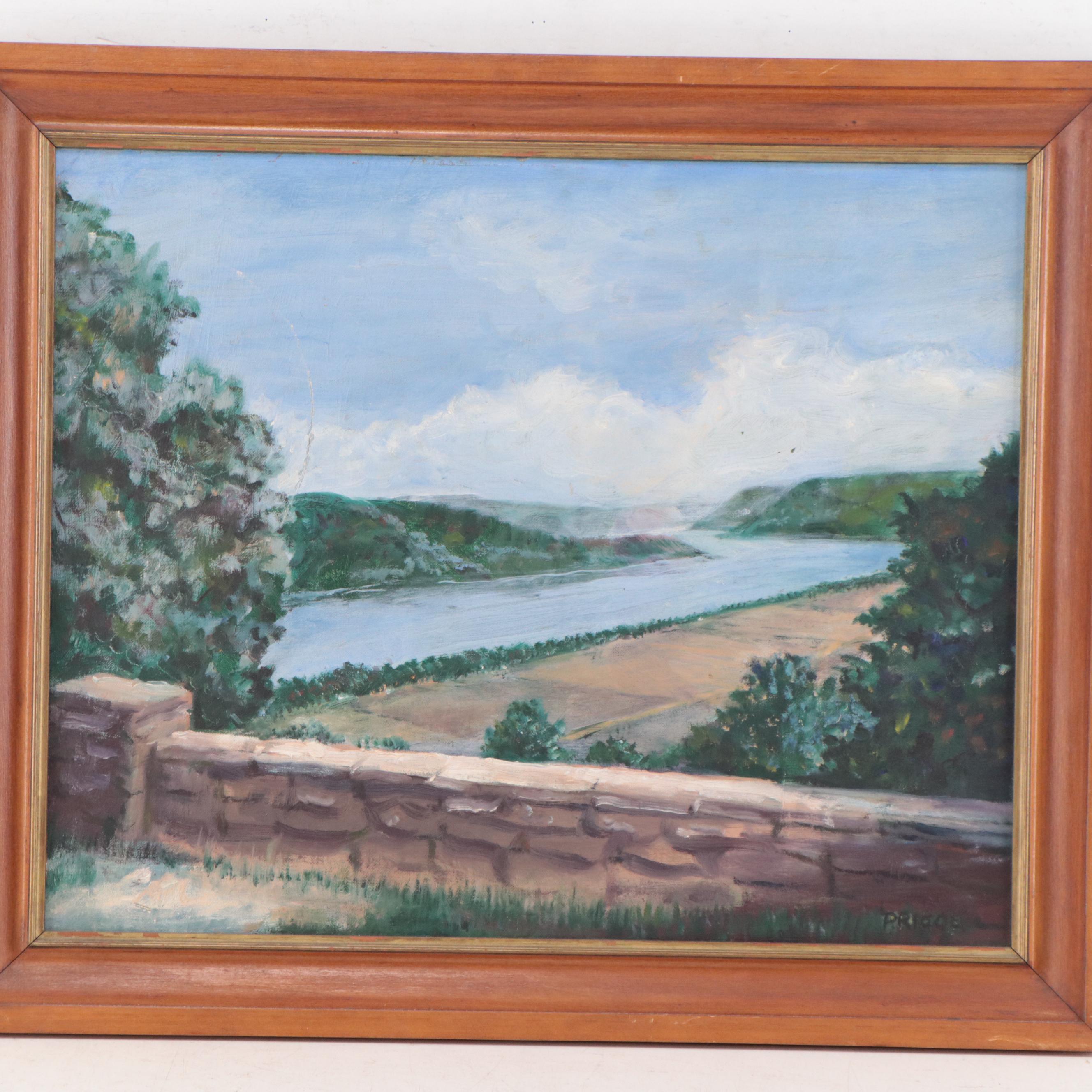 P. Rigge Landscape Oil Painting, Mid-20th Century