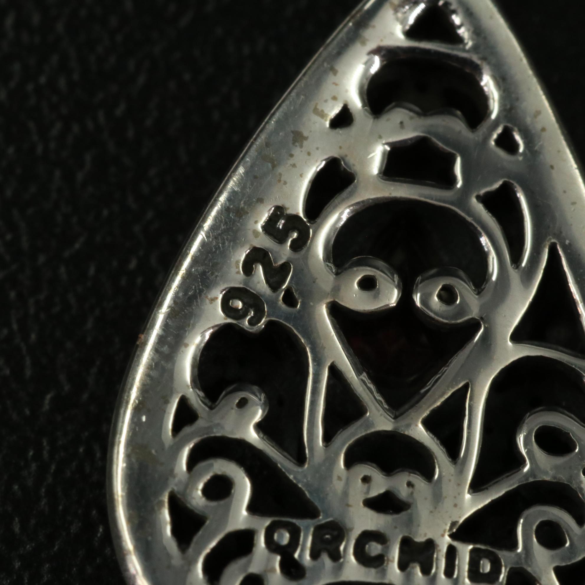 Sterling Garnet Teardrop Dangle Earrings