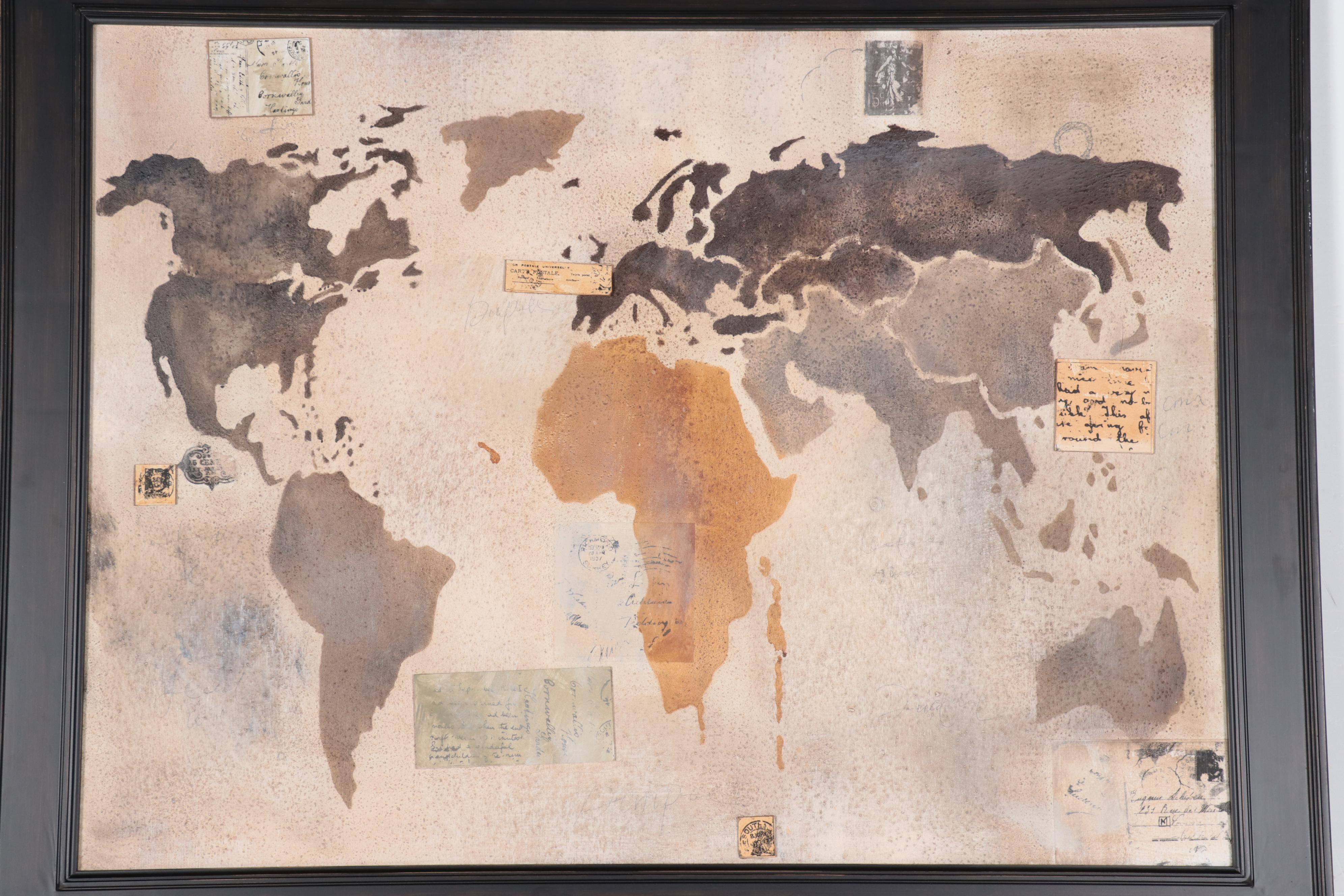 Manuela Jarry Mixed Media Painting World Map