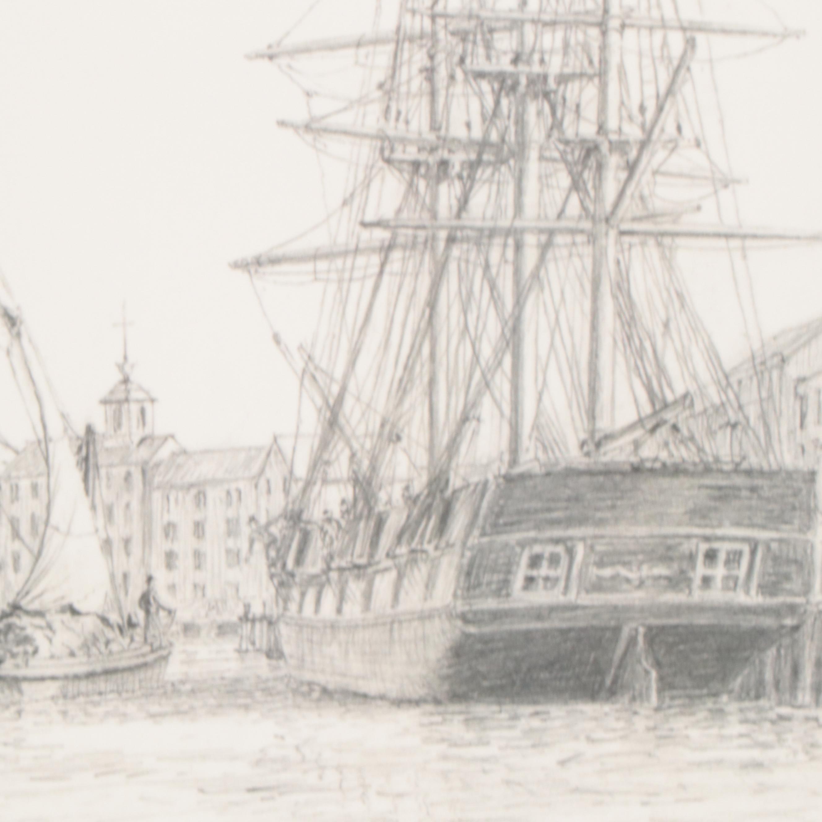 John Stobart Offset Lithograph "Portsmouth, c. 1860," Late 20th Century