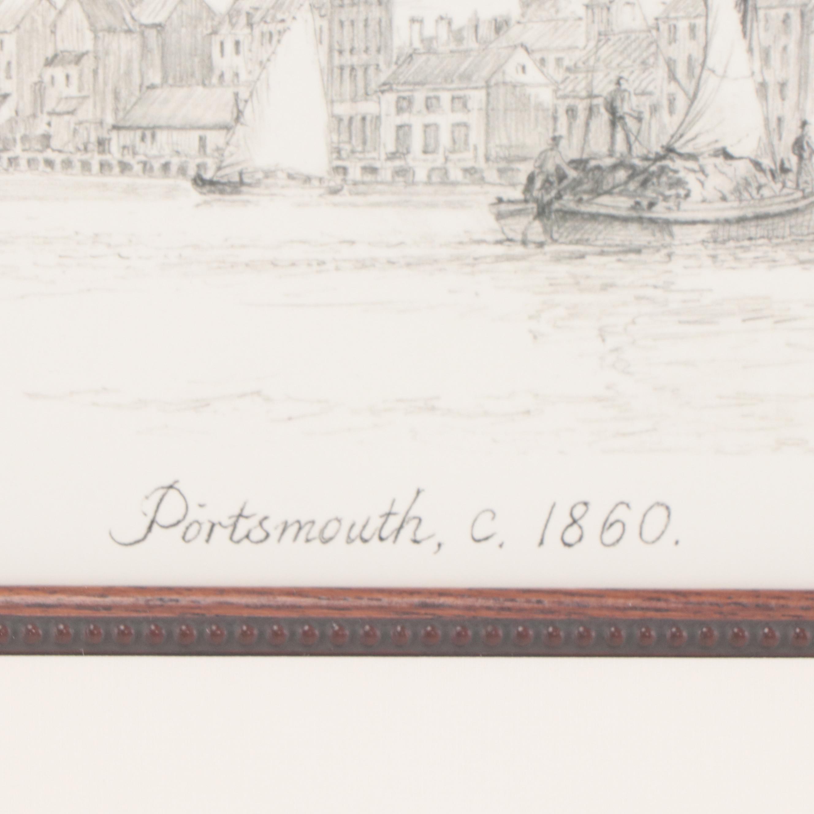 John Stobart Offset Lithograph "Portsmouth, c. 1860," Late 20th Century