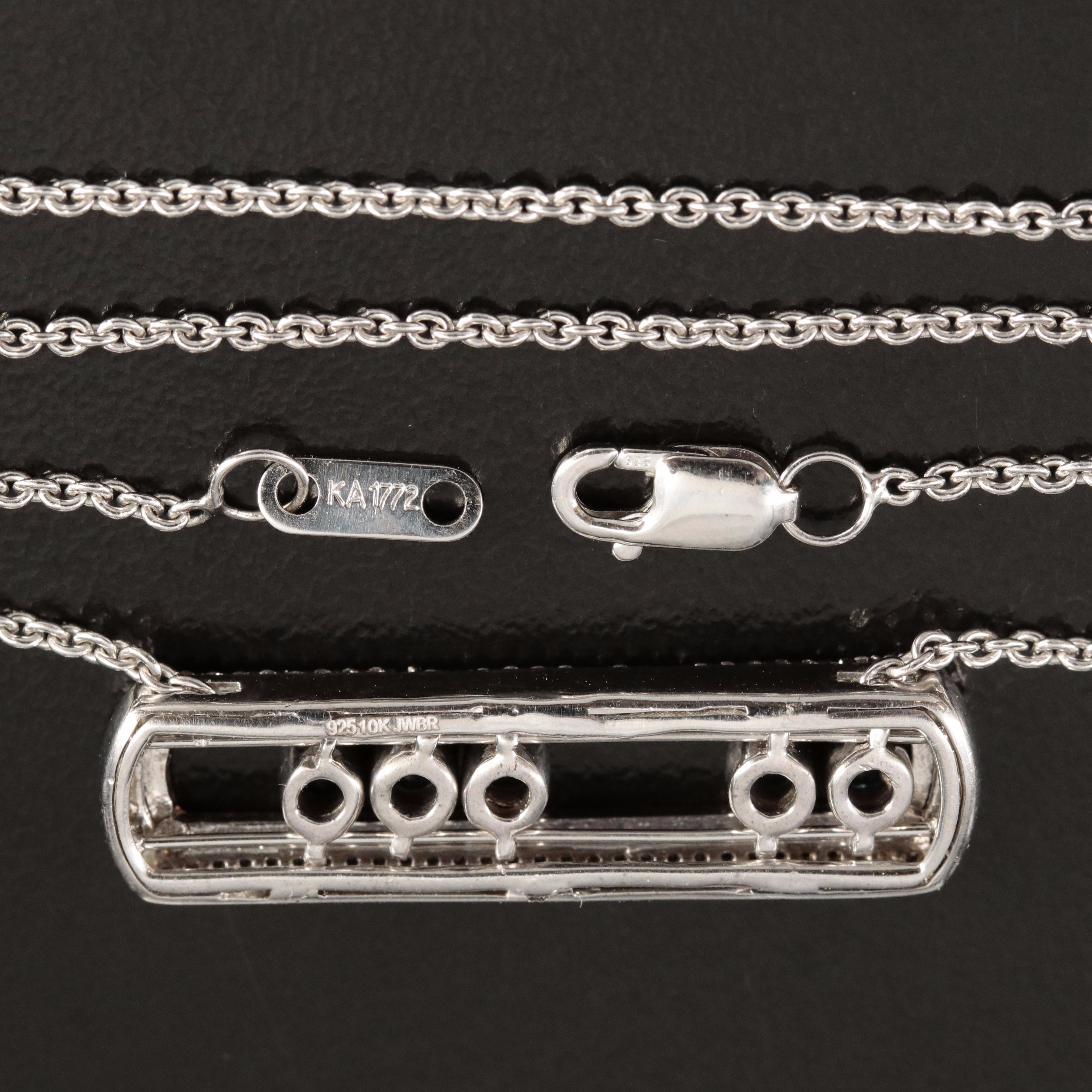 Sterling Topaz and Sapphire Sliding Bar Necklace with 10K Rose Gold Accent