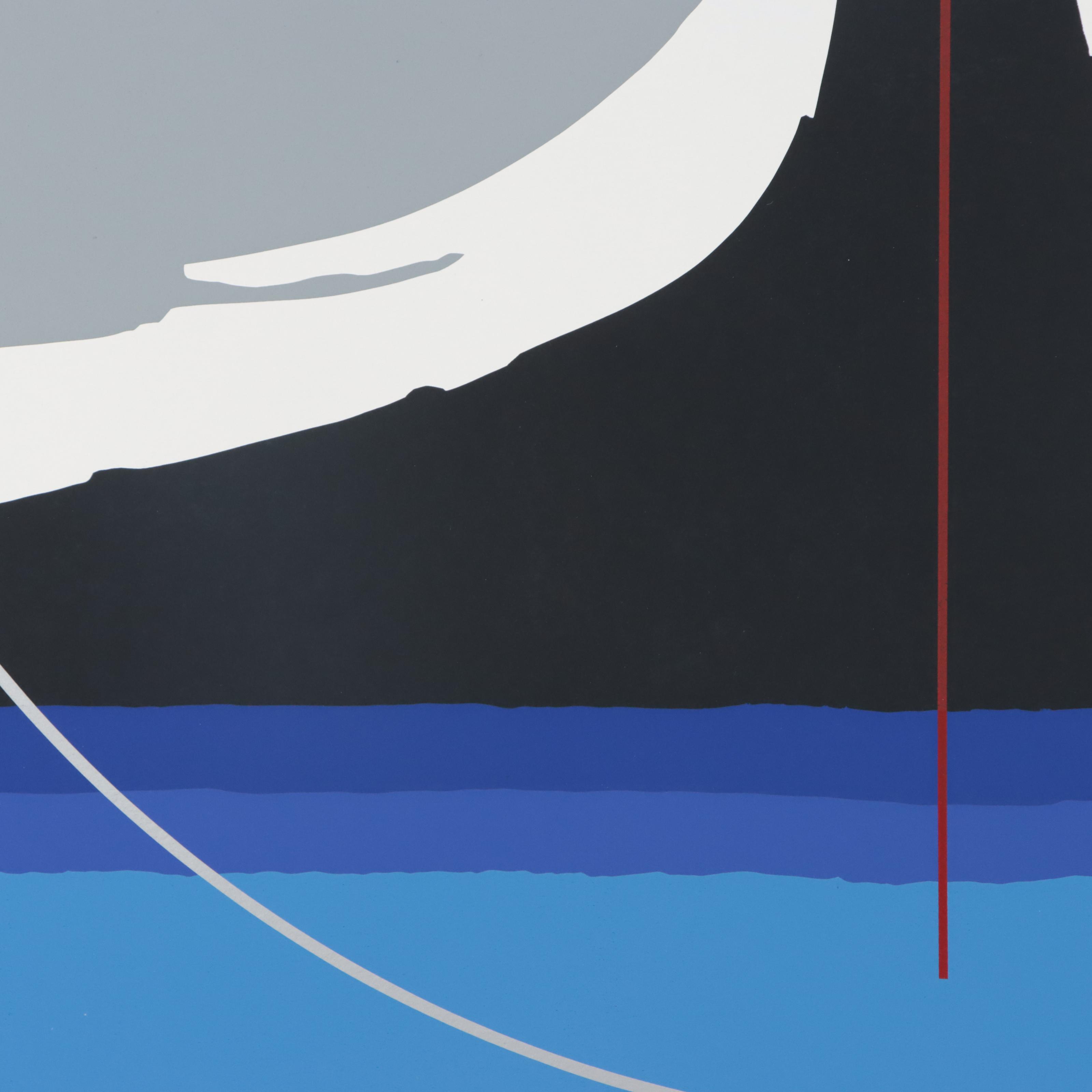 Thomas W. Benton Abstract Serigraph "Earthline Red," 1981