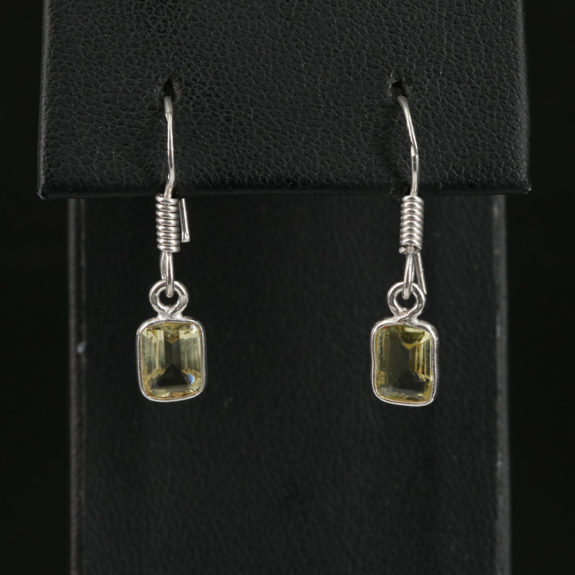 Sterling Citrine Drop Earrings
