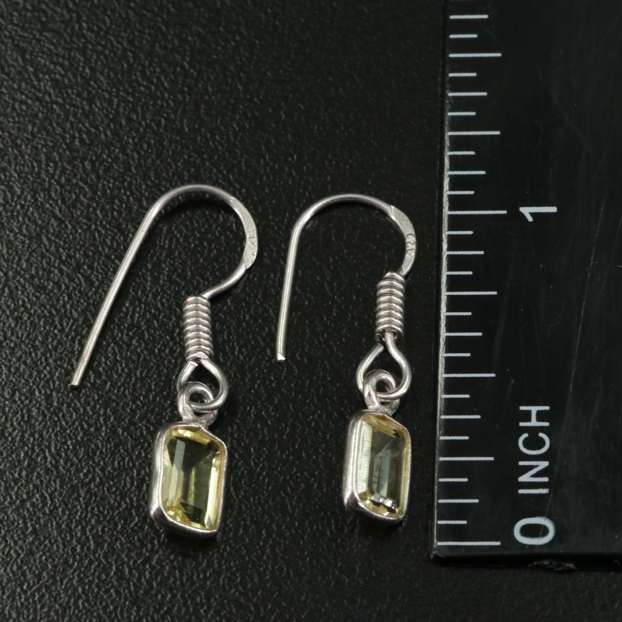 Sterling Citrine Drop Earrings