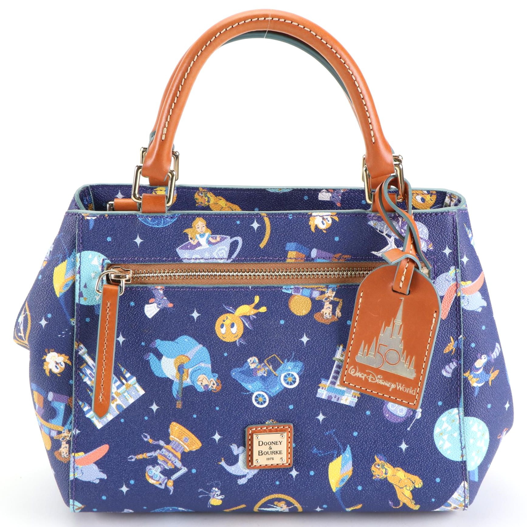 Dooney & Bourke Disney Celebration Print Satchel in Coated Canvas and Leather