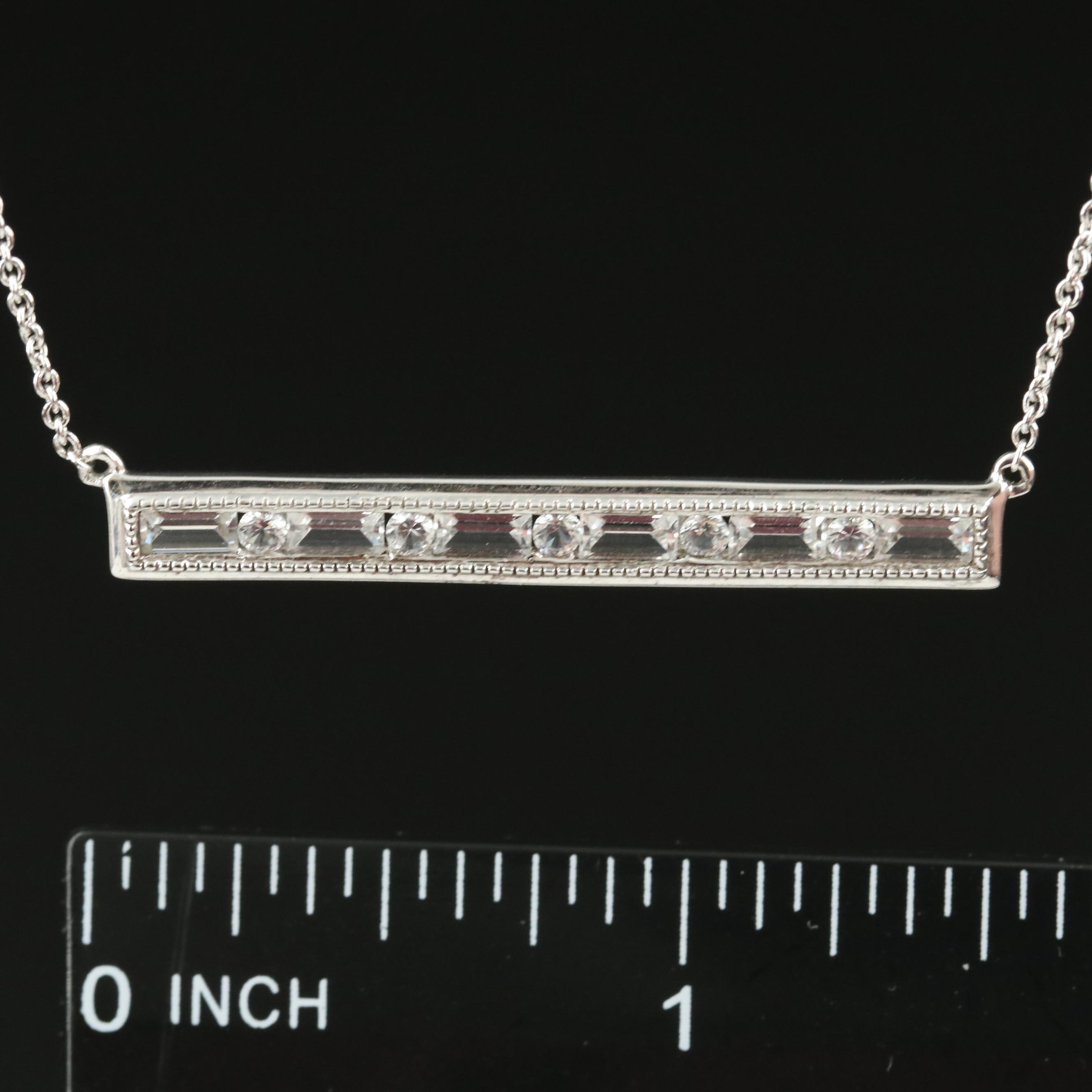 Sterling Sapphire Bar Brooch Necklace