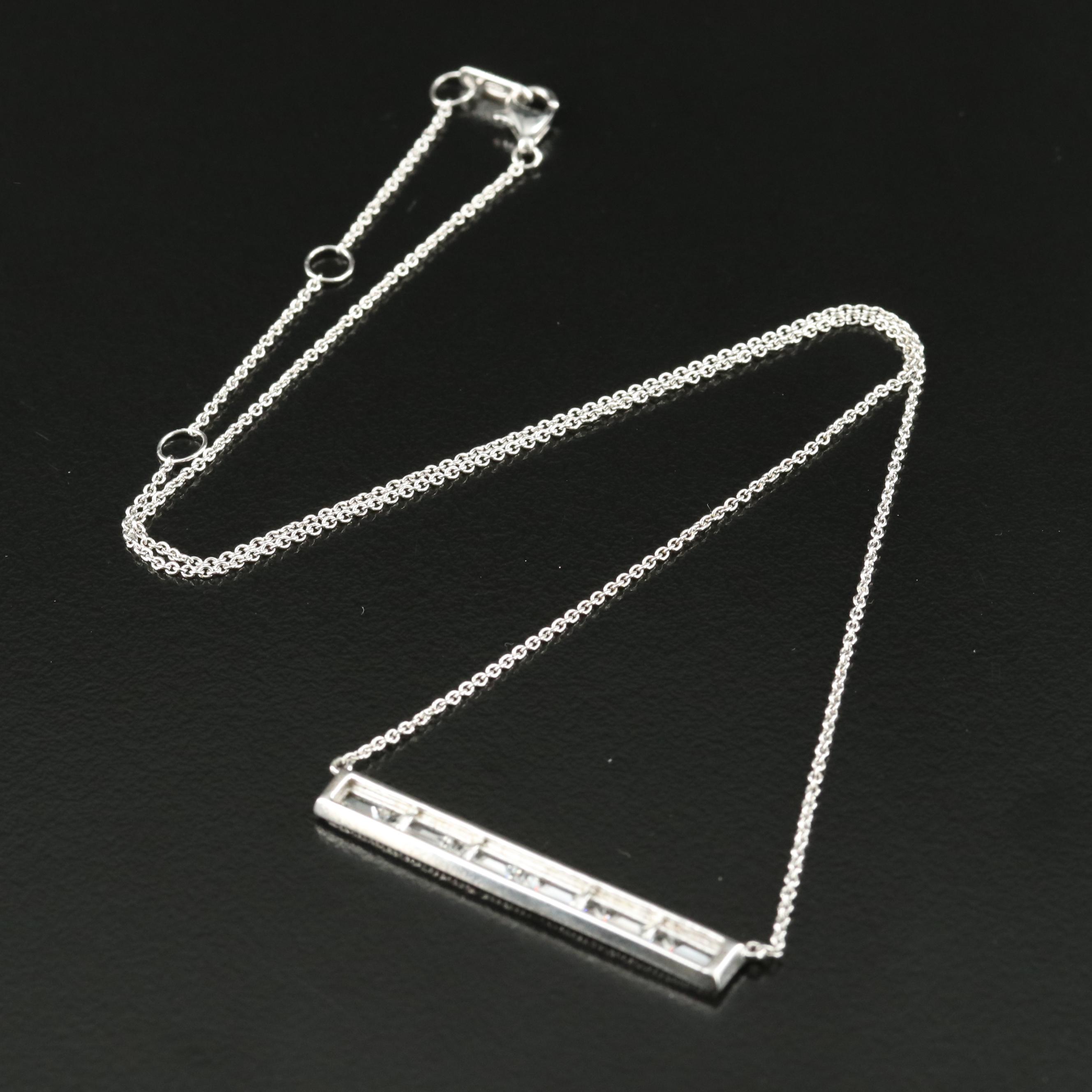 Sterling Sapphire Bar Brooch Necklace