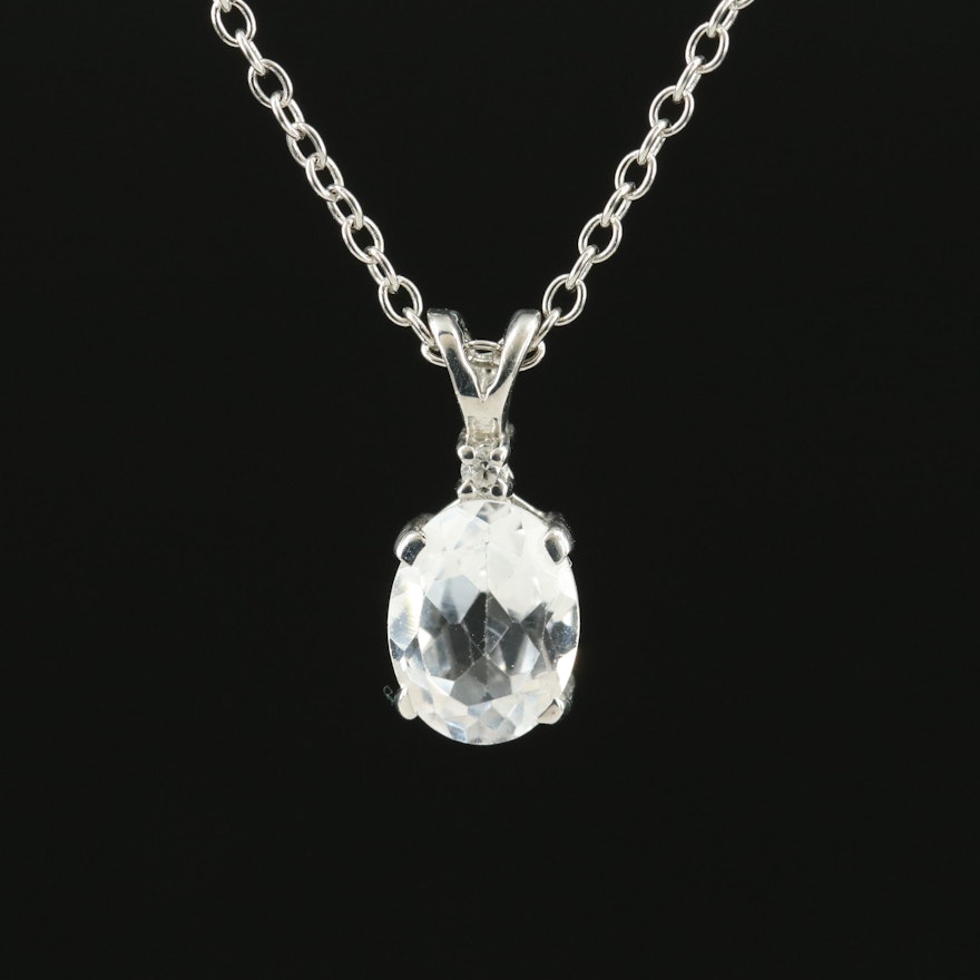 Sterling Topaz and Zircon Pendant Necklace