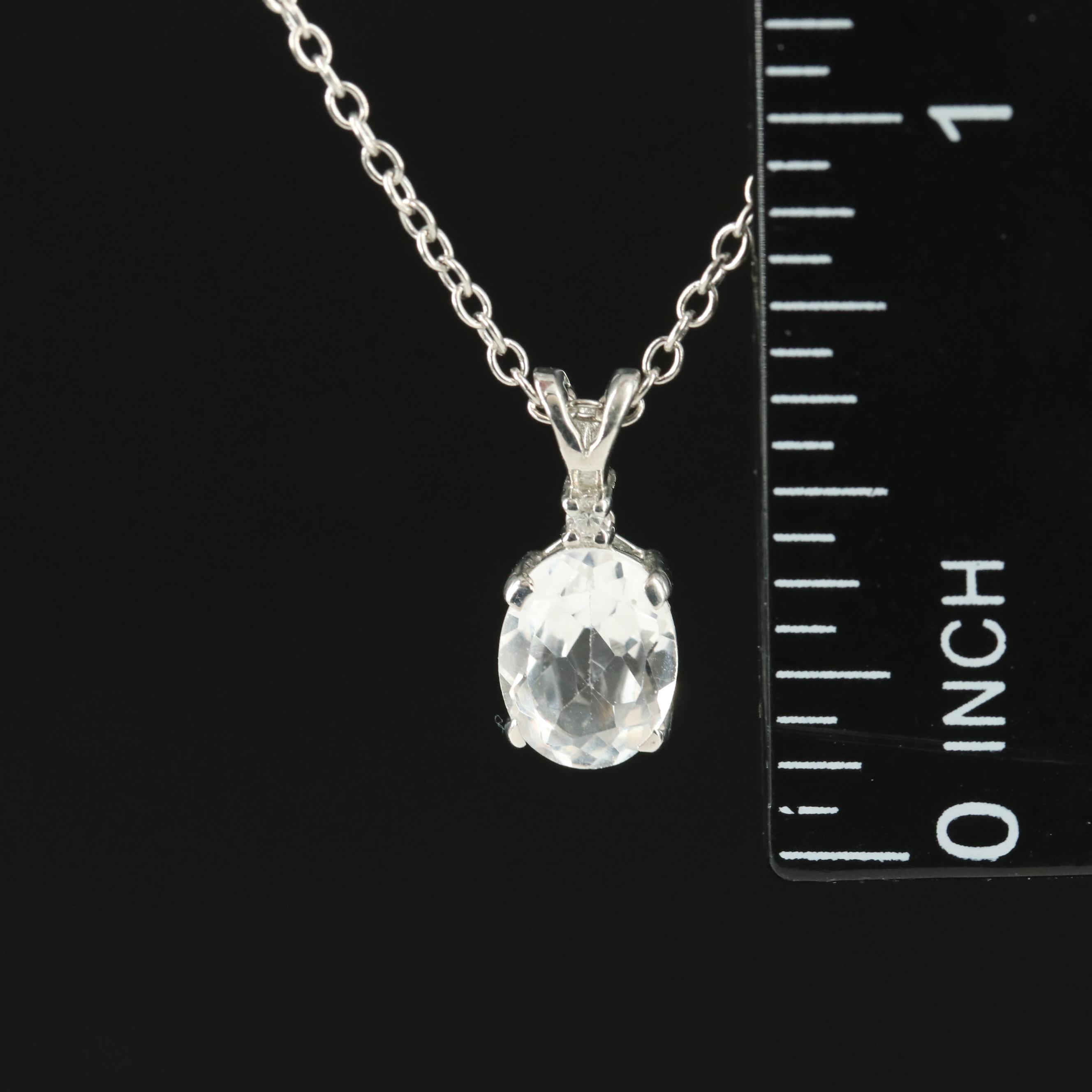 Sterling Topaz and Zircon Pendant Necklace