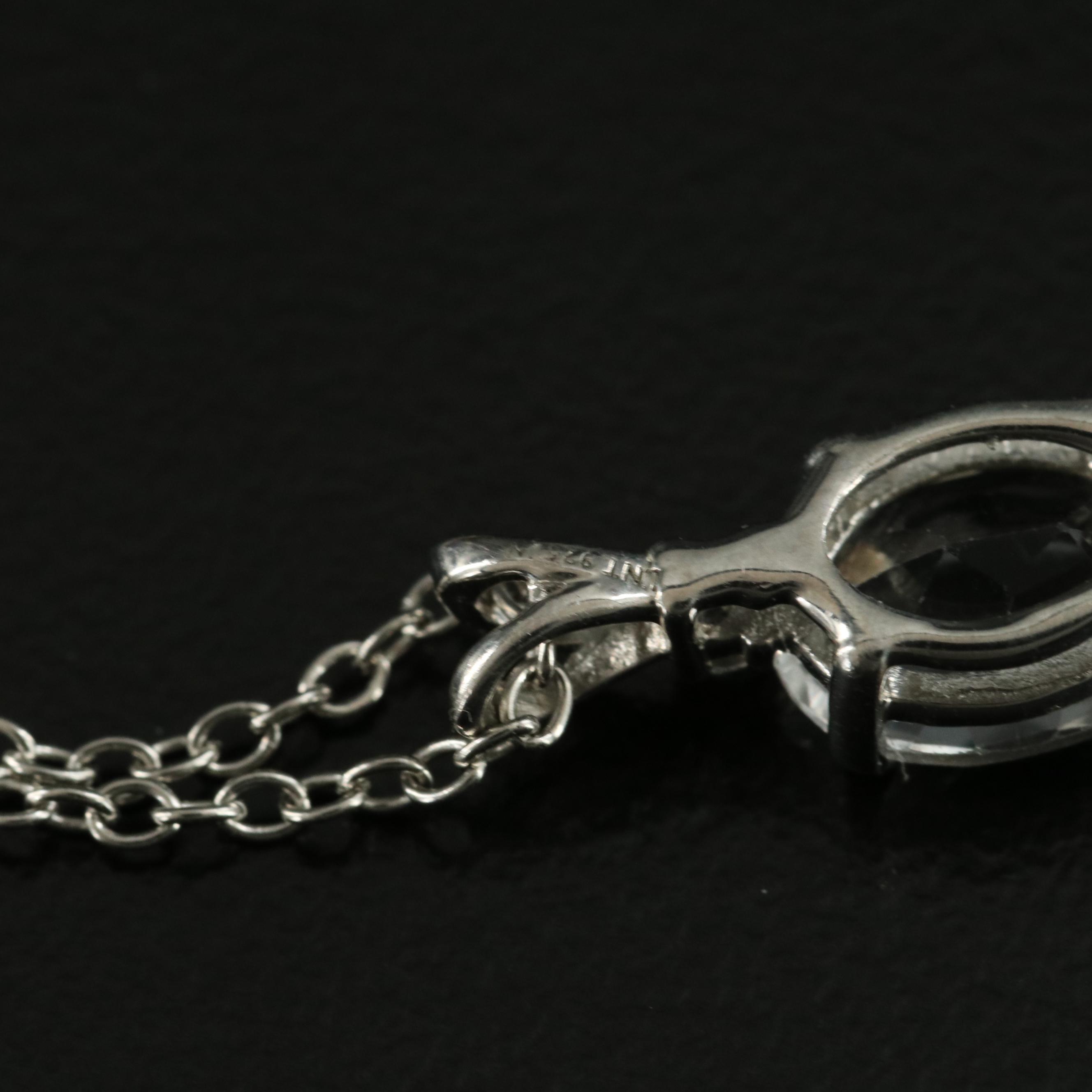 Sterling Topaz and Zircon Pendant Necklace