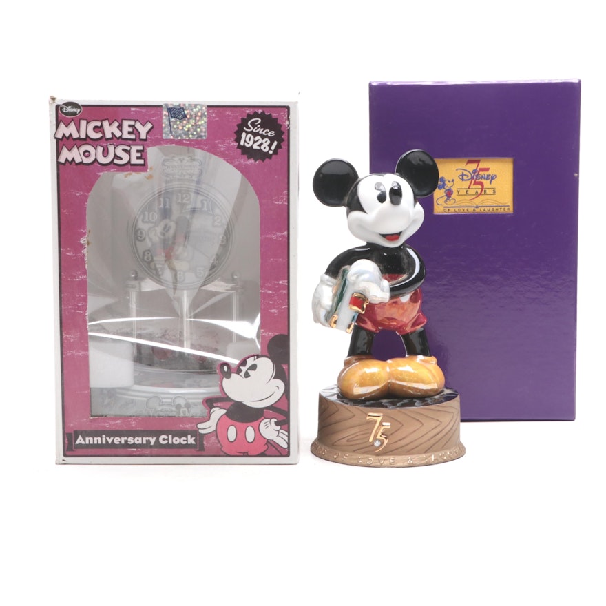 Disney Mickey Mouse Limited Edition 75th Anniversary Figurine with Clock